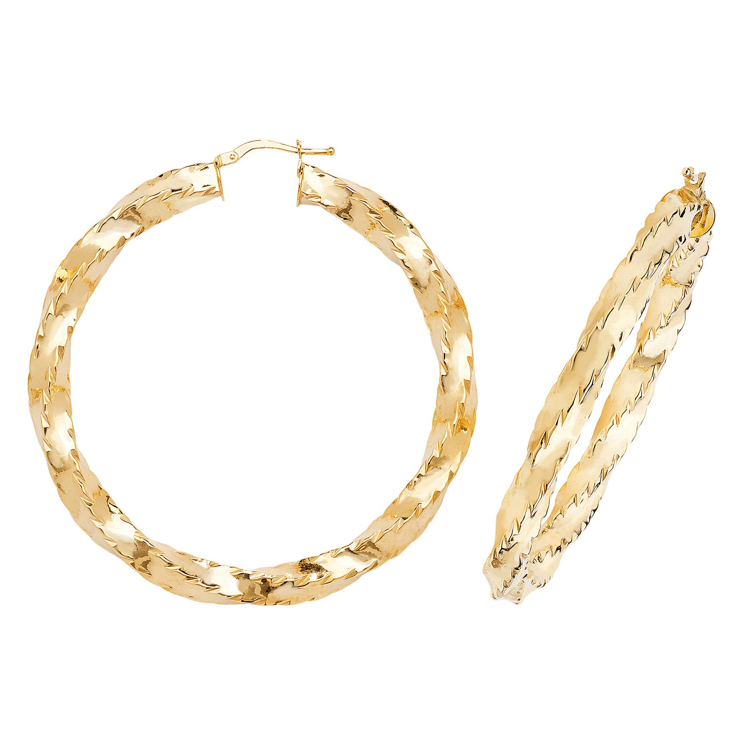 9CT YEL GOLD 50MM DC HOOP EARRINGS