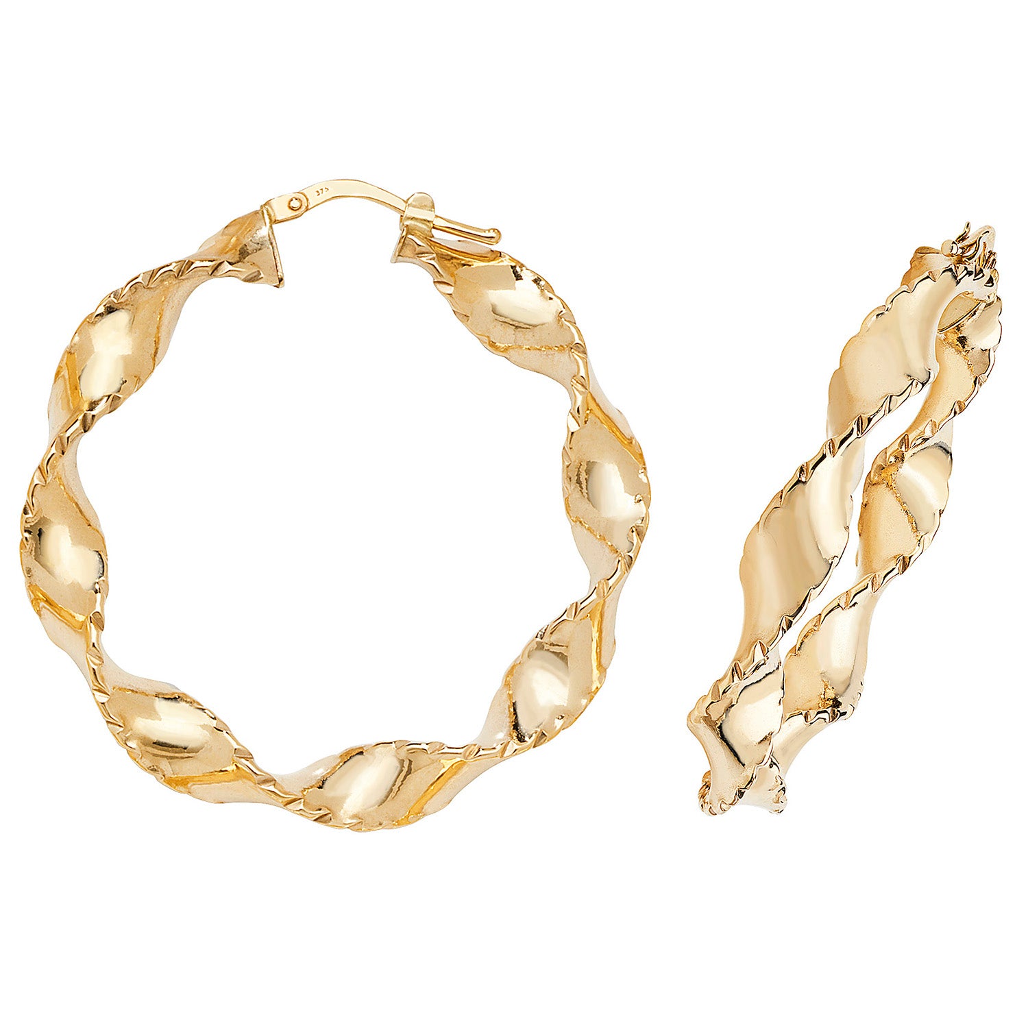 9CT YEL GOLD 30MM DC HOOP EARRINGS