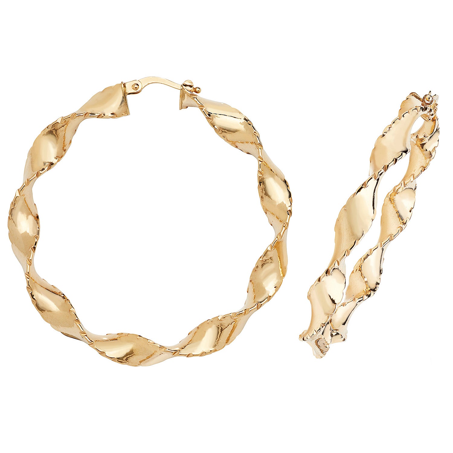 9CT YEL GOLD 40MM DC HOOP EARRINGS