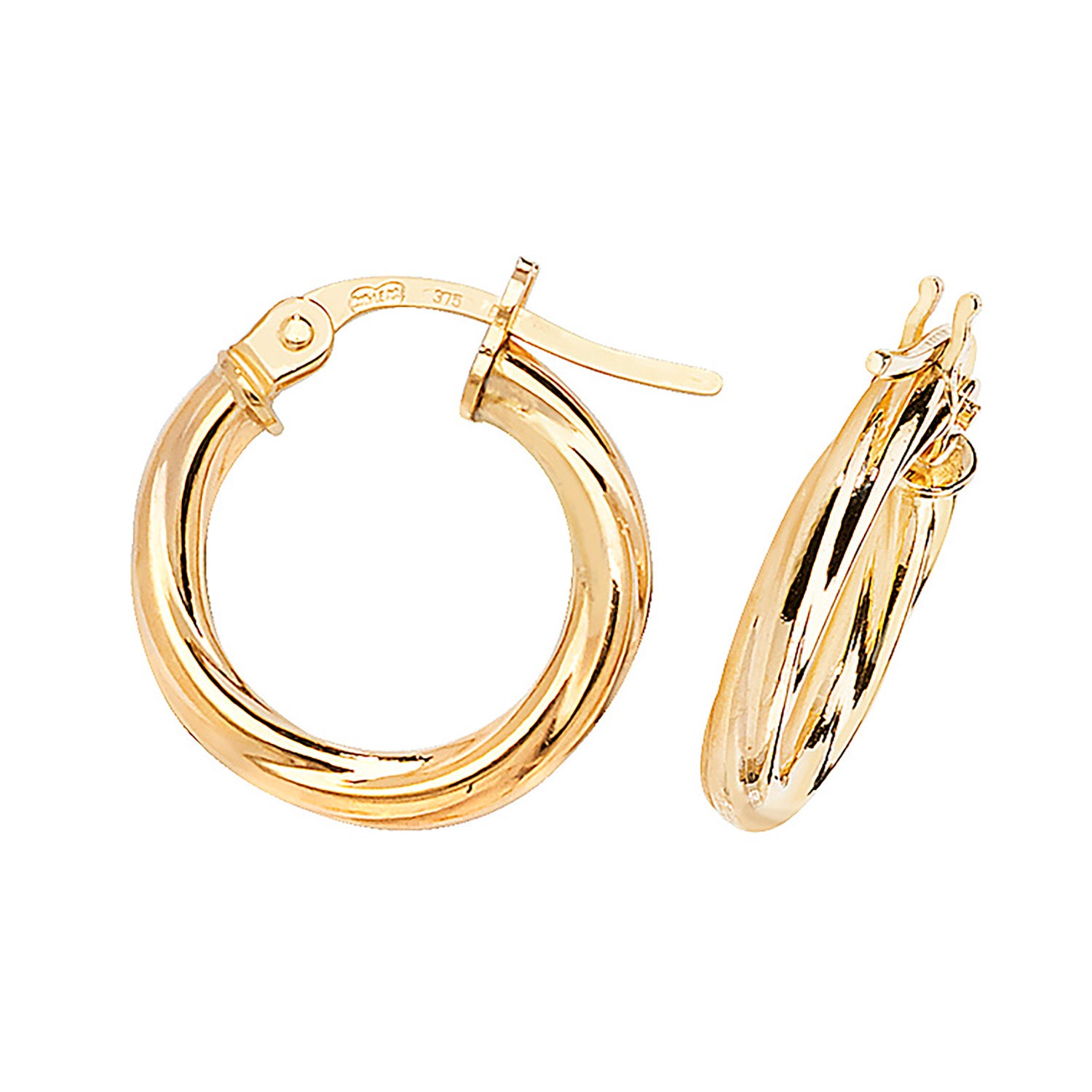 9CT YEL GOLD 10MM HOOP EARRINGS