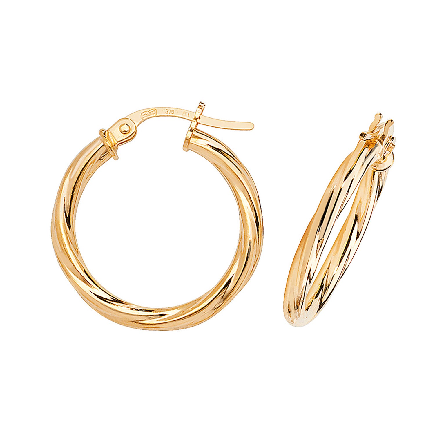 9CT YEL GOLD 15MM HOOP EARRINGS