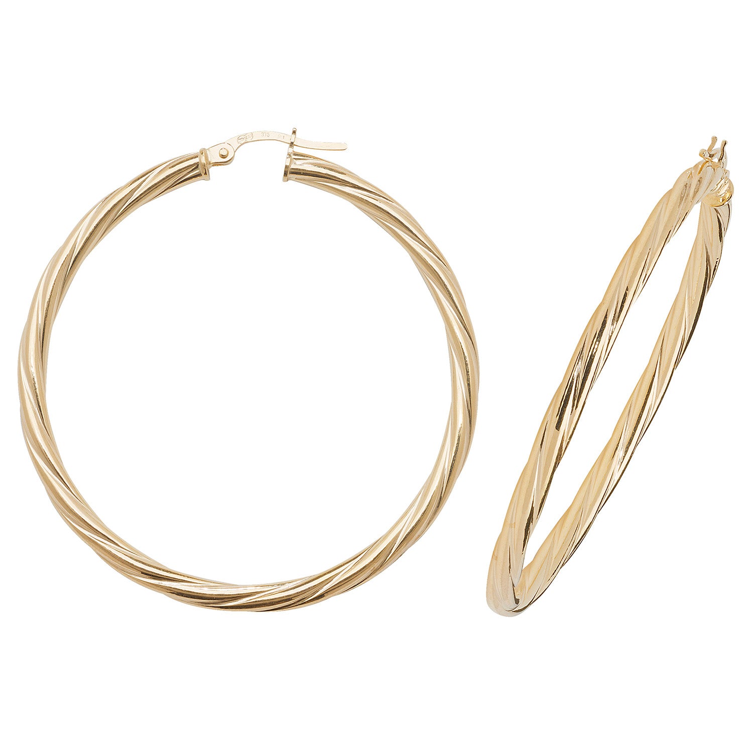 9CT YEL GOLD 40MM HOOP EARRINGS