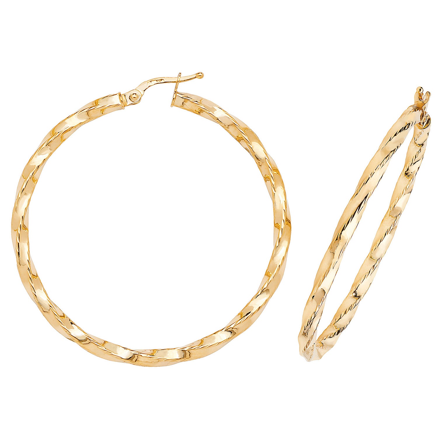 9CT YEL GOLD 40MM HOOP EARRINGS