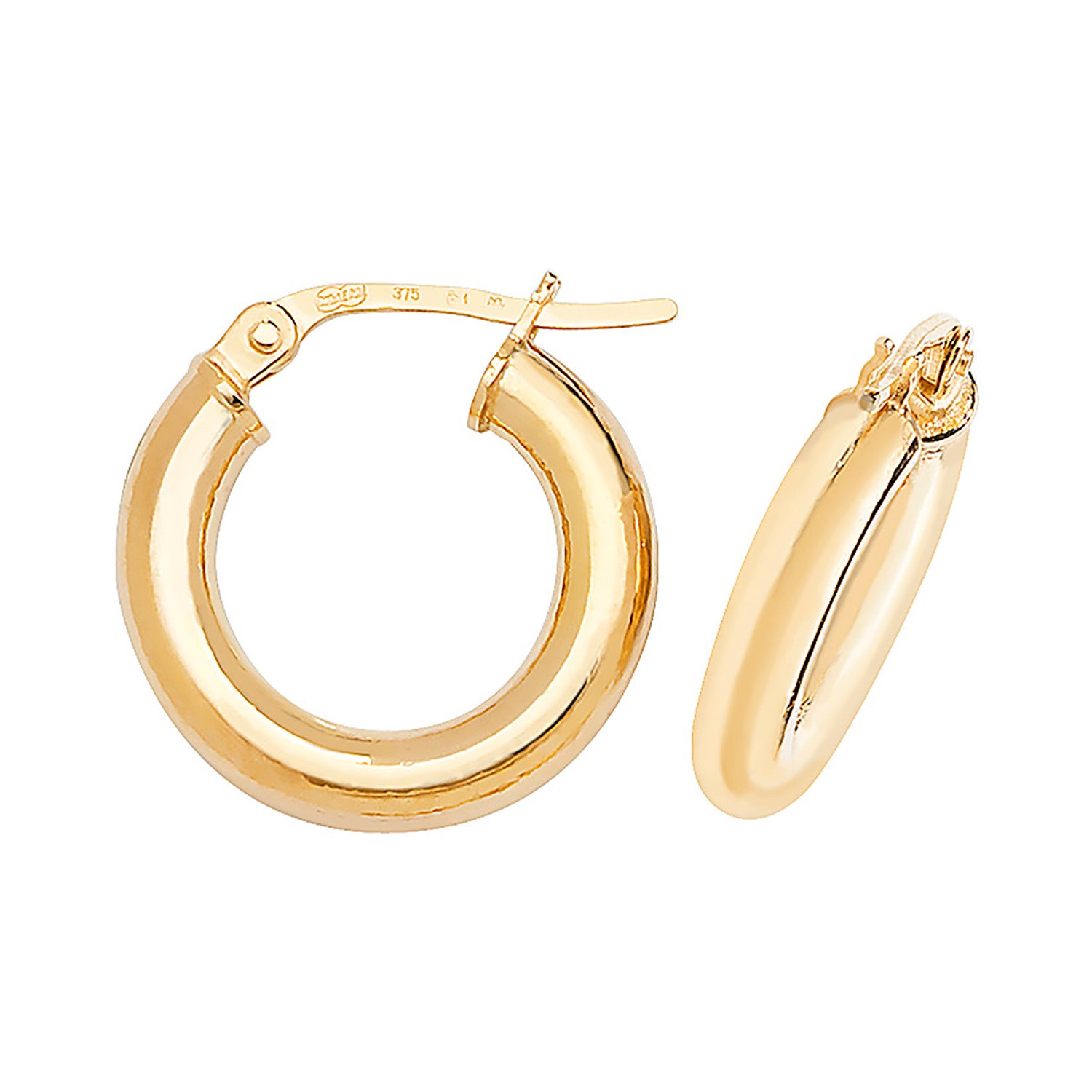 9CT YEL GOLD  10MM HOOP EARRINGS