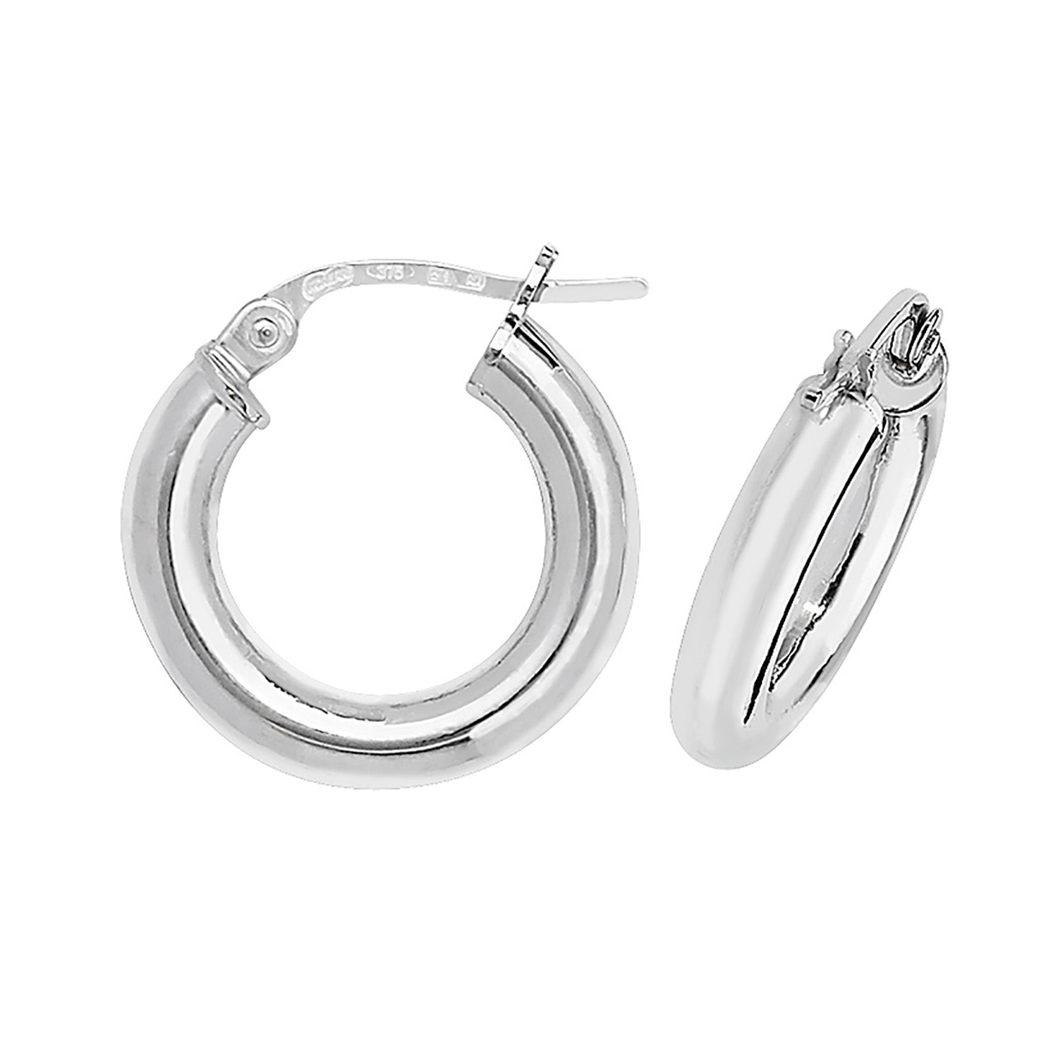 9CT WHT GOLD 10MM HOOP EARRINGS