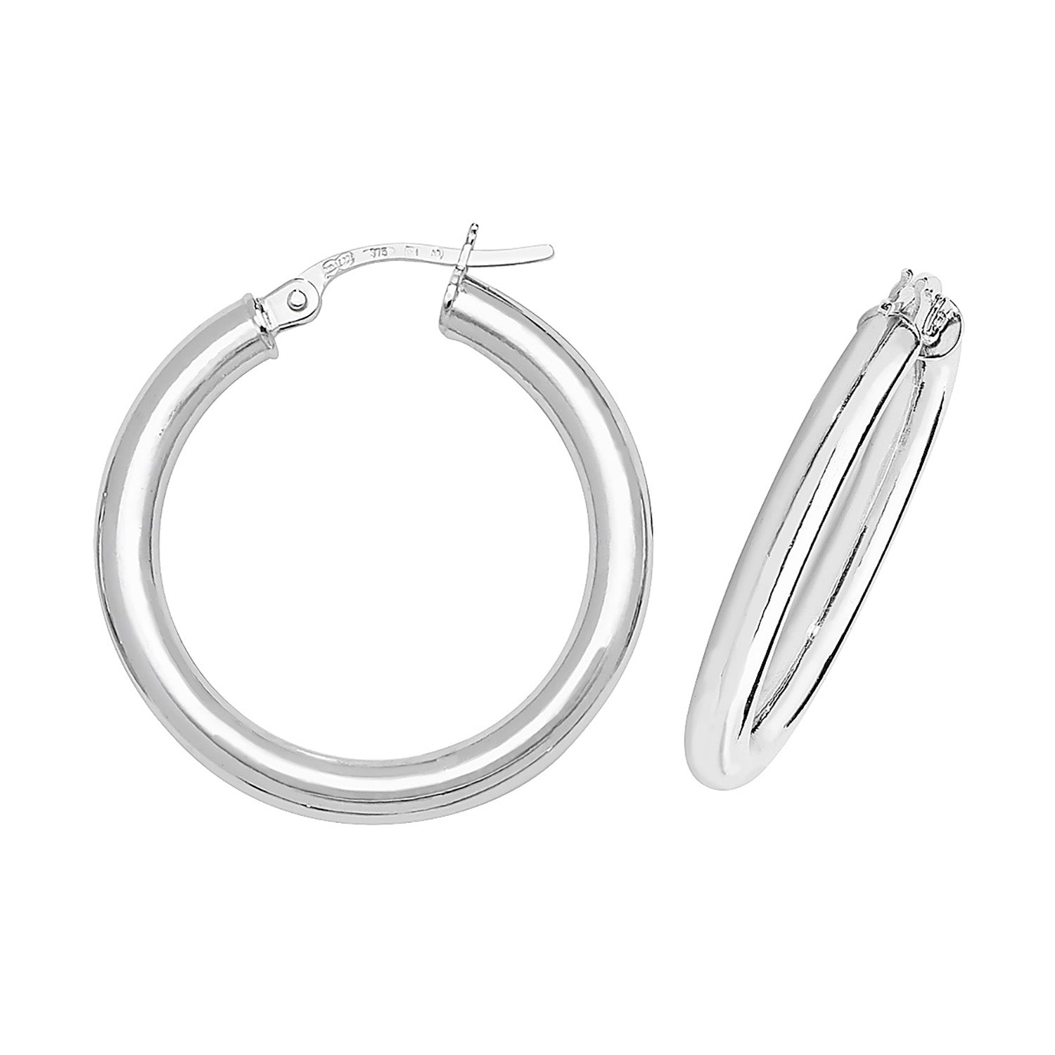 9CT WHT GOLD 20MM HOOP EARRINGS