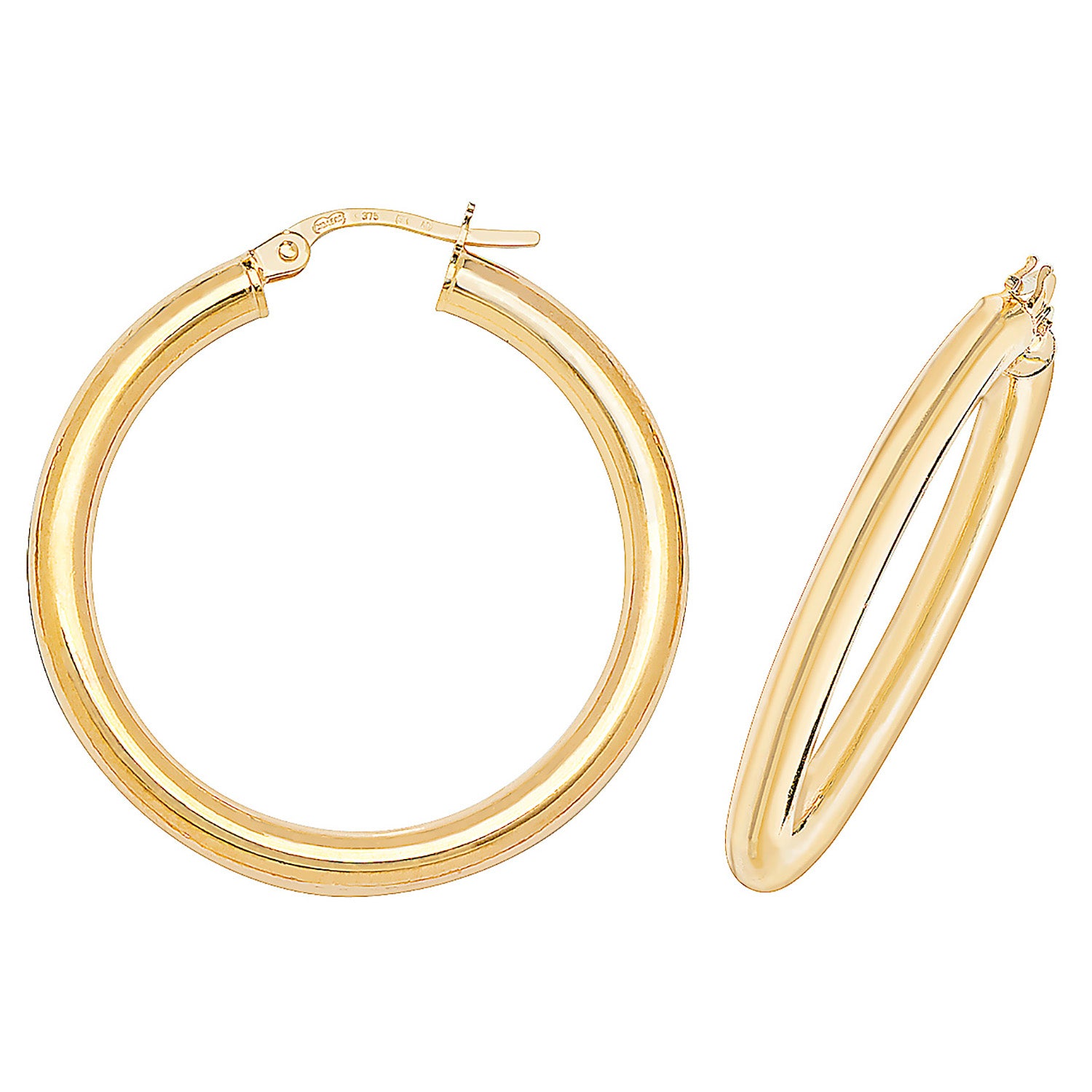 9CT YEL GOLD  25MM HOOP EARRINGS