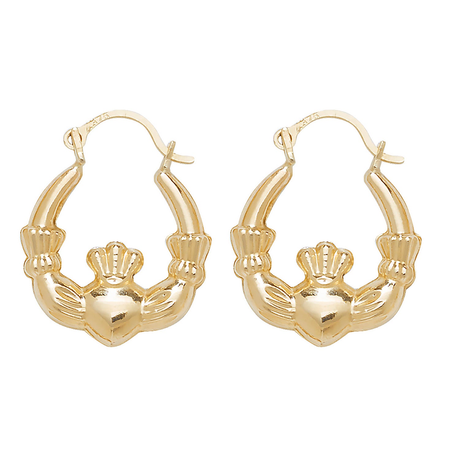 9CT YEL GOLD BABIES' CLADDAGH EARRINGS