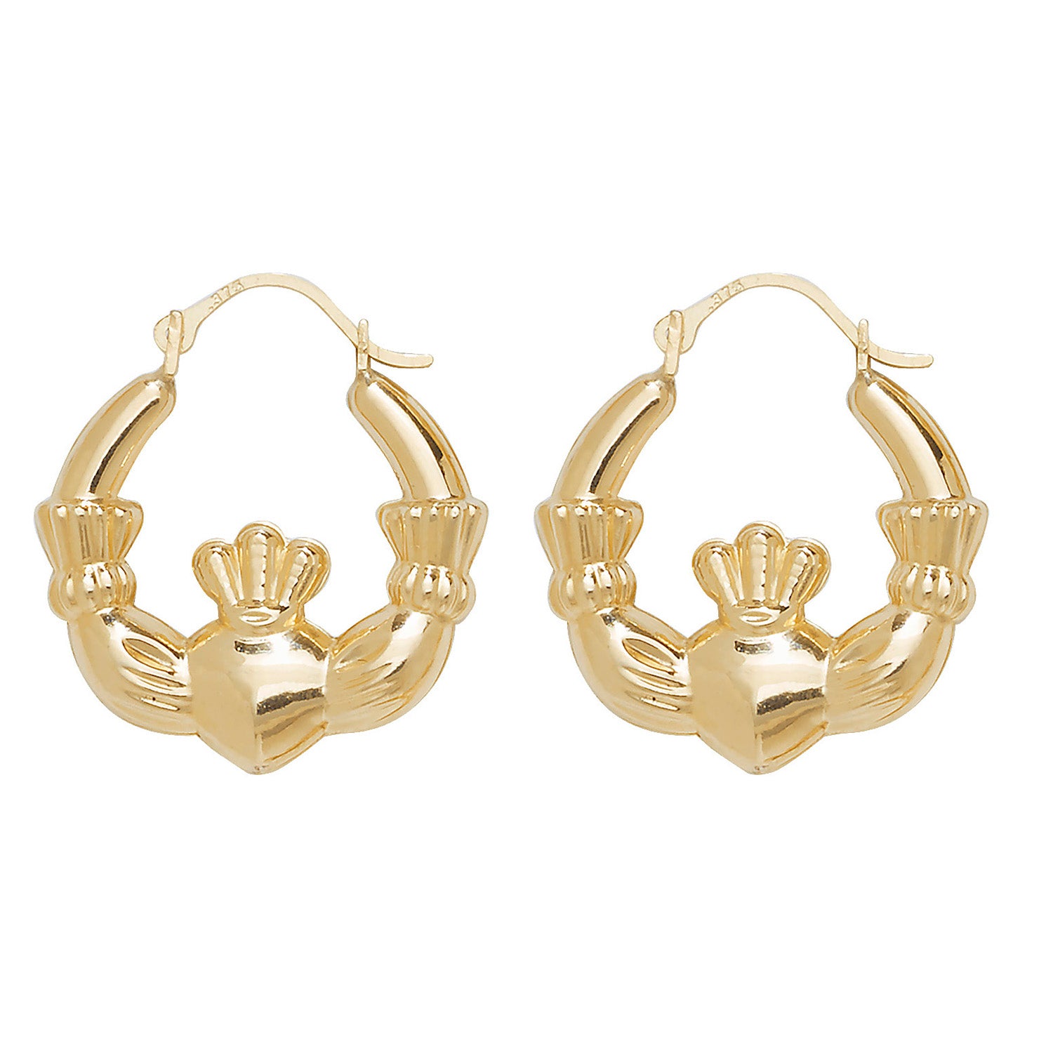 9CT YEL GOLD CLADDAGH EARRINGS