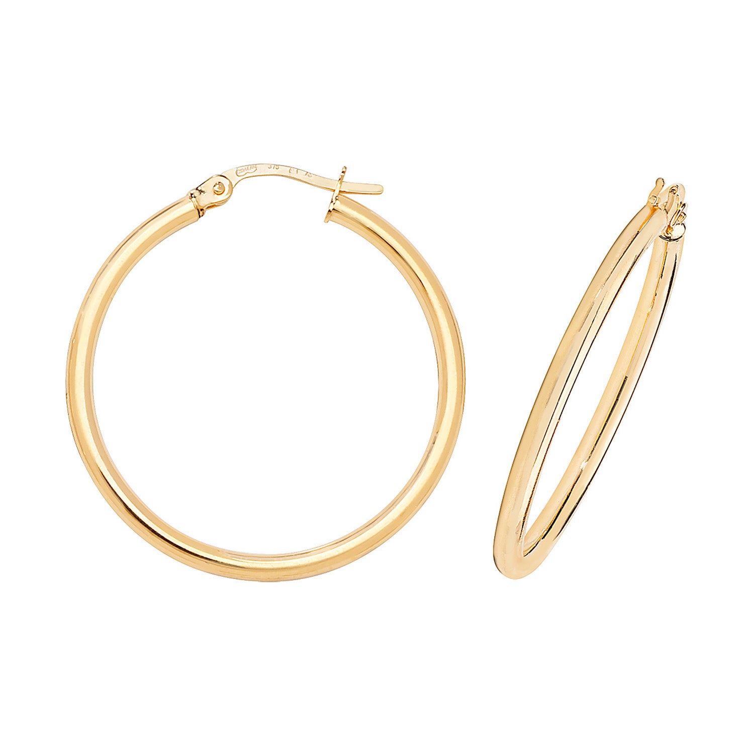 9CT YEL GOLD 25MM HOOP EARRINGS