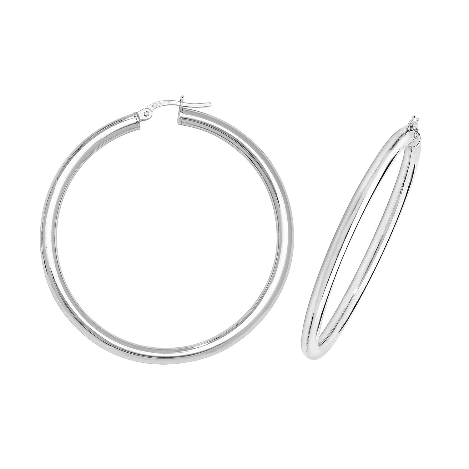 9CT WHT GOLD 40MM HOOP EARRINGS
