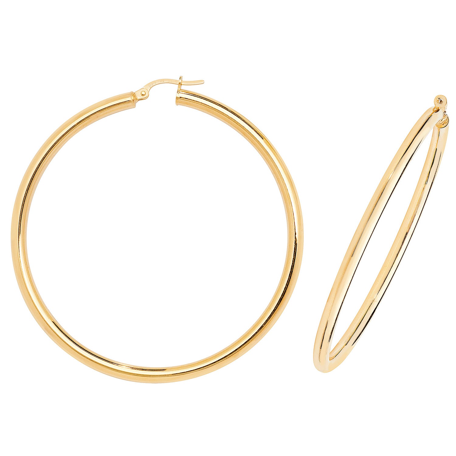 9CT YEL GOLD 50MM HOOP EARRINGS