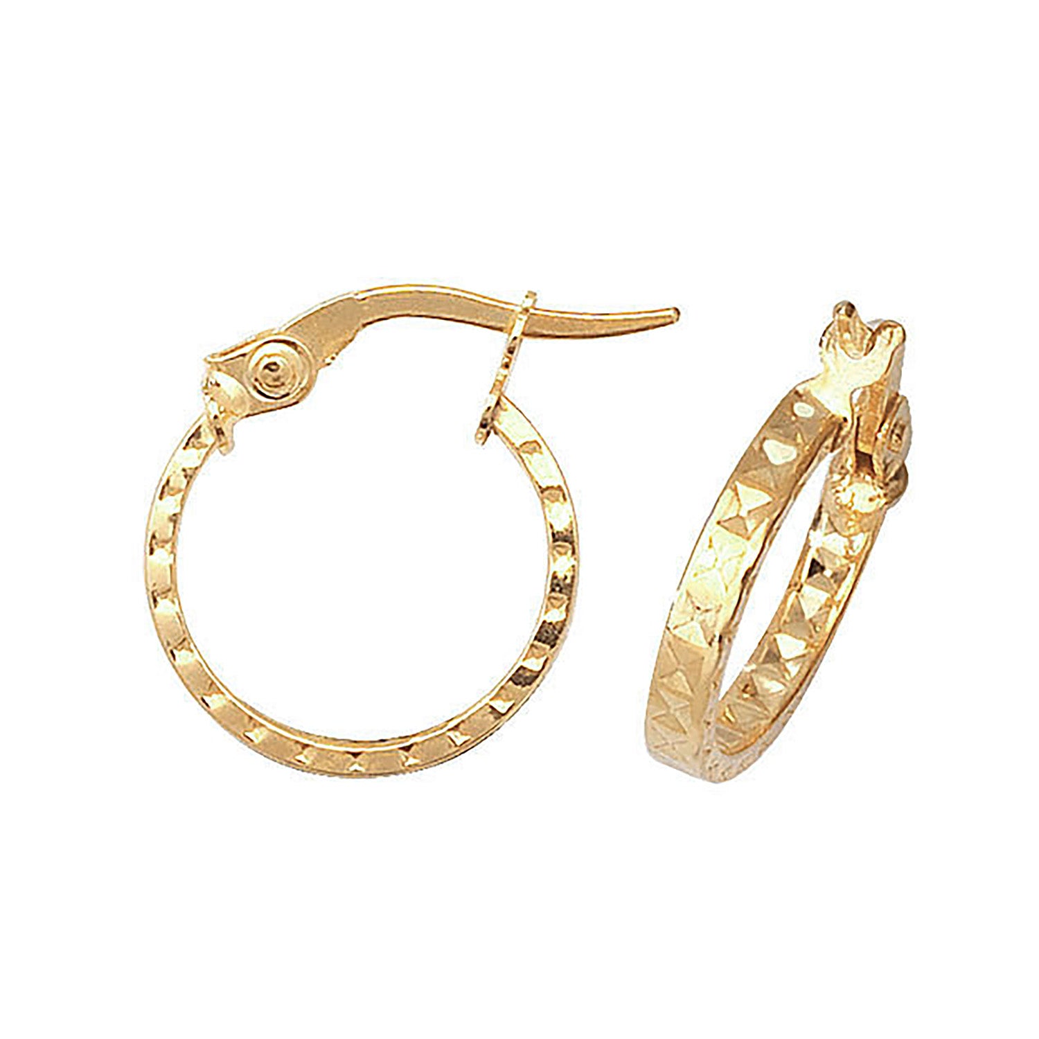 9CT YEL GOLD 10MM DC HOOP EARRINGS