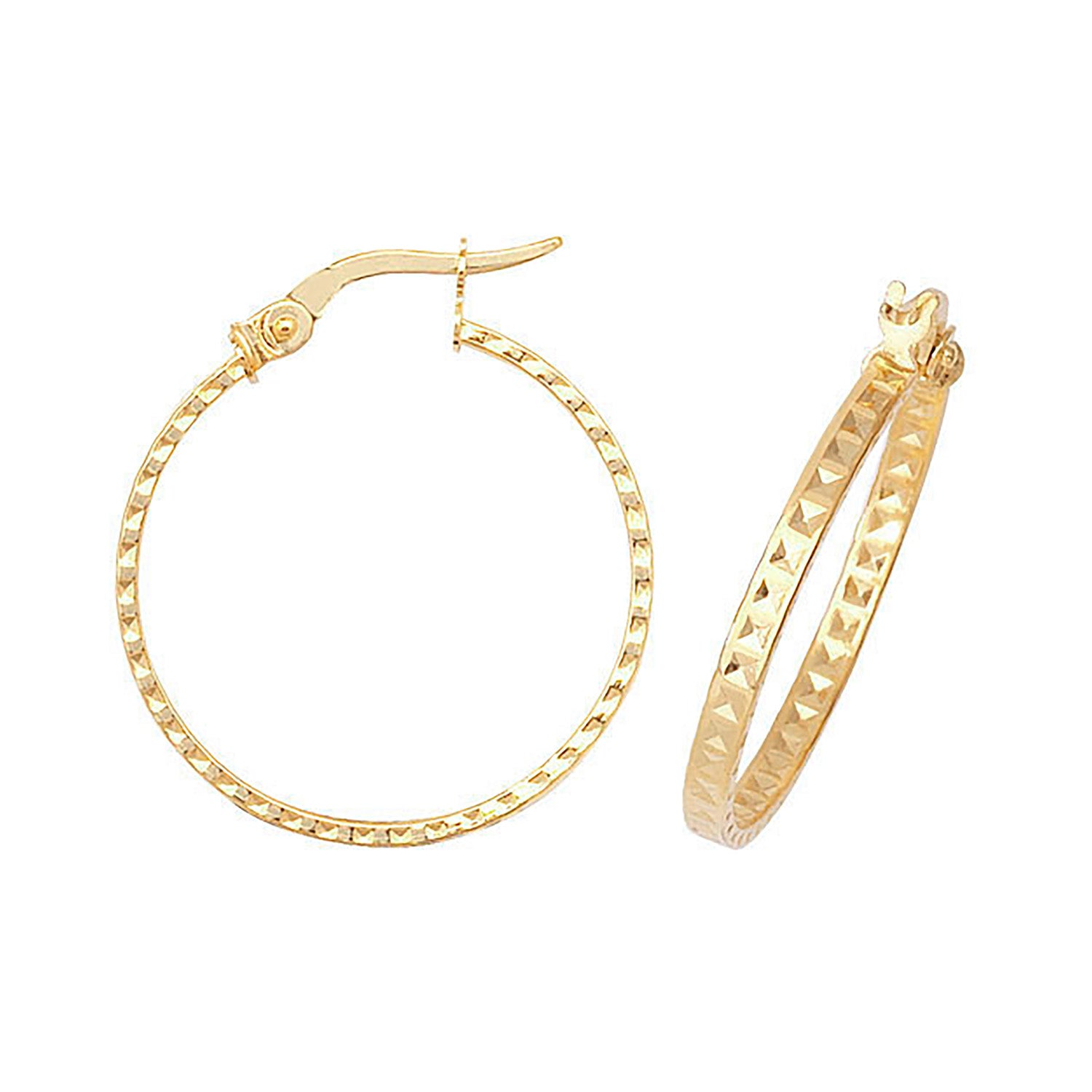 9CT YEL GOLD 20MM DC HOOP EARRINGS