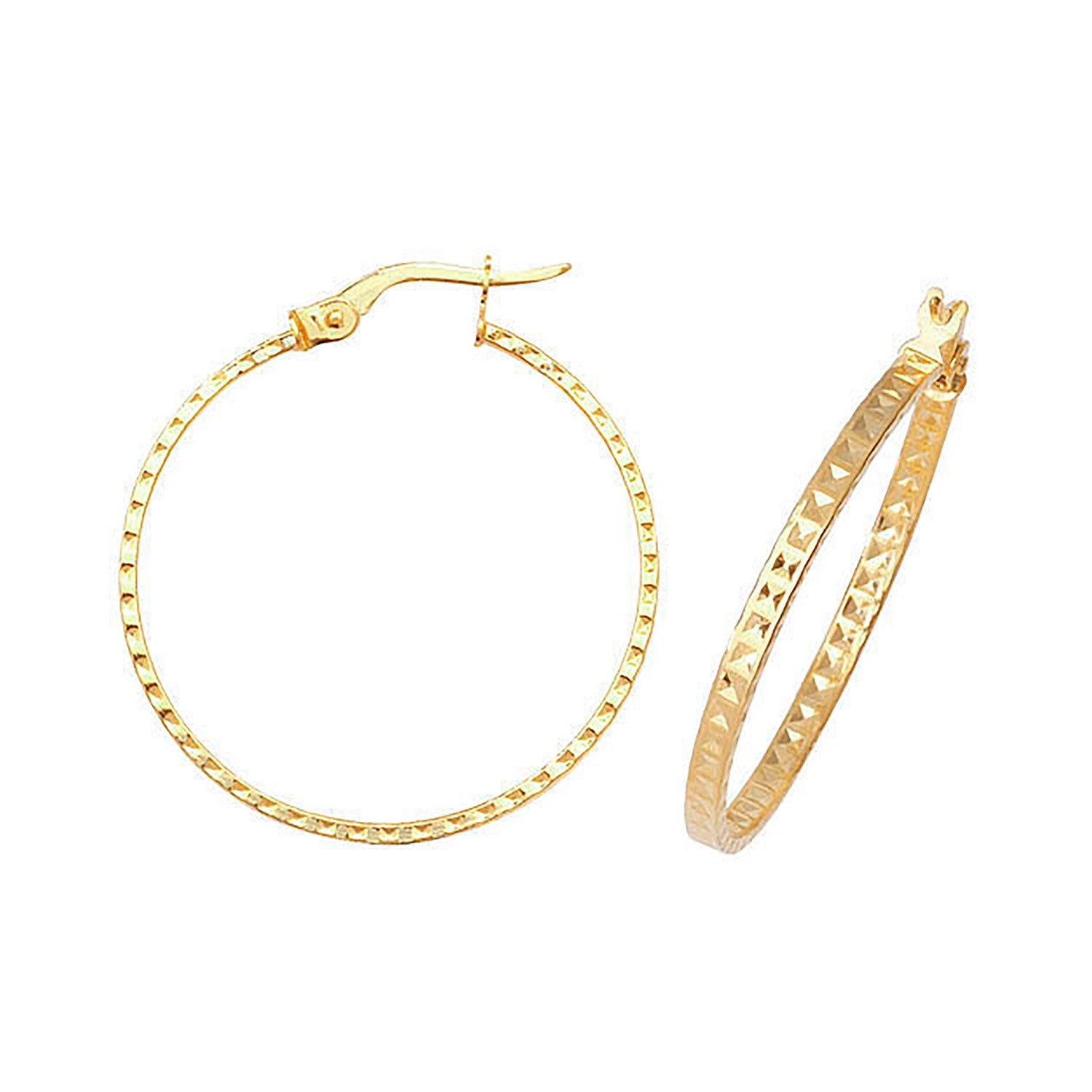 9CT YEL GOLD 25MM DC HOOP EARRINGS