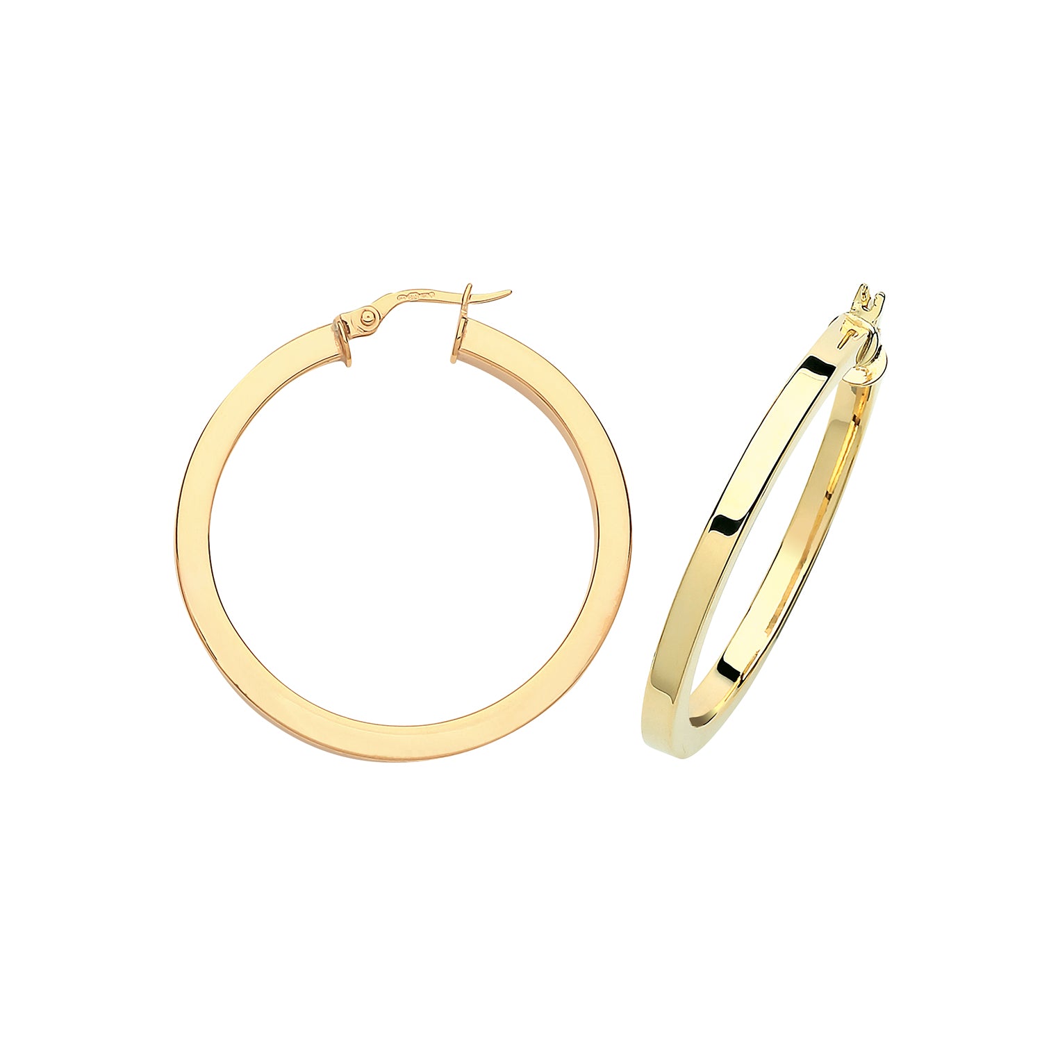 9CT YEL GOLD 15MM SQ TUBE  HOOPS