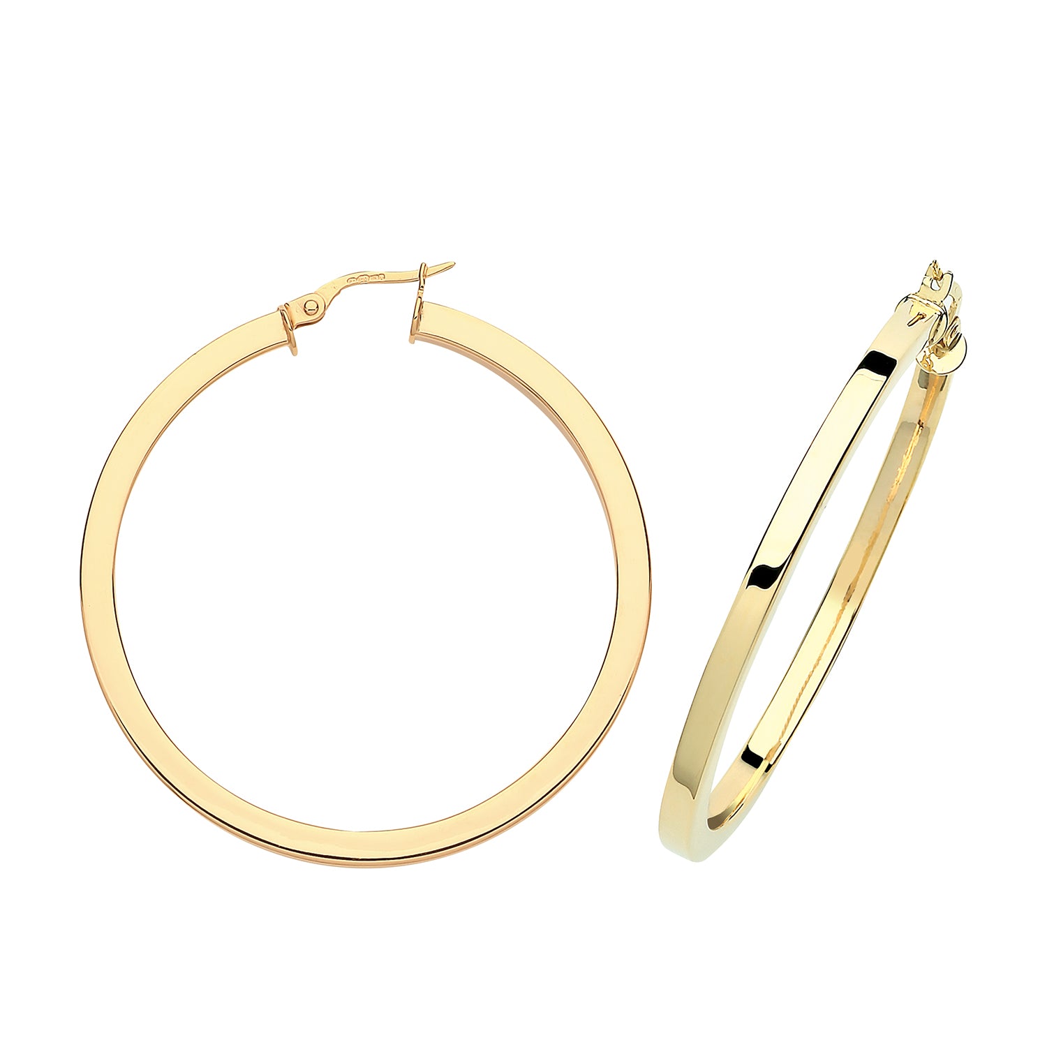 9CT YEL GOLD 15MM SQ TUBE  HOOPS