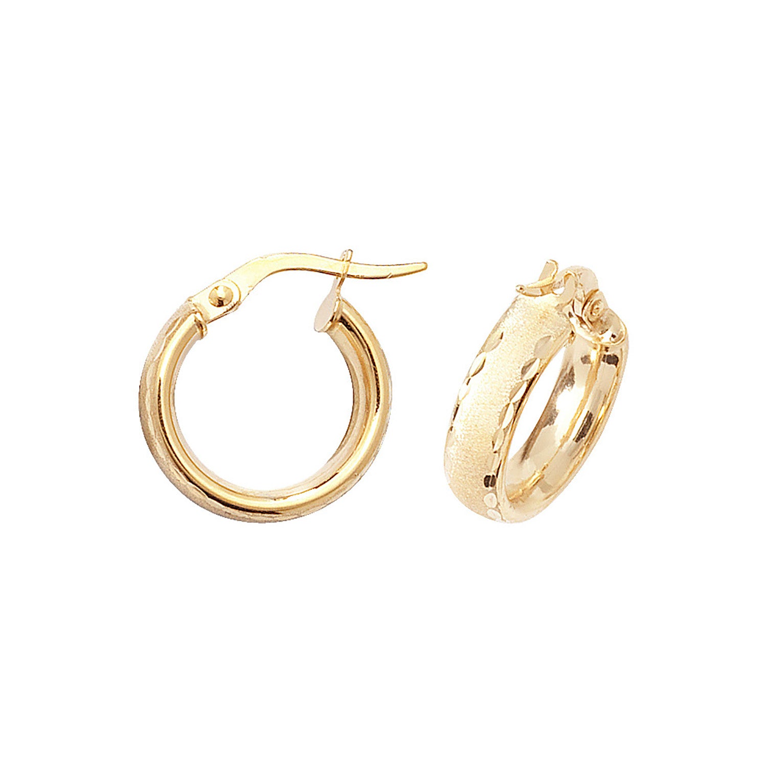 9CT YEL GOLD 10MM DC HOOP EARRINGS