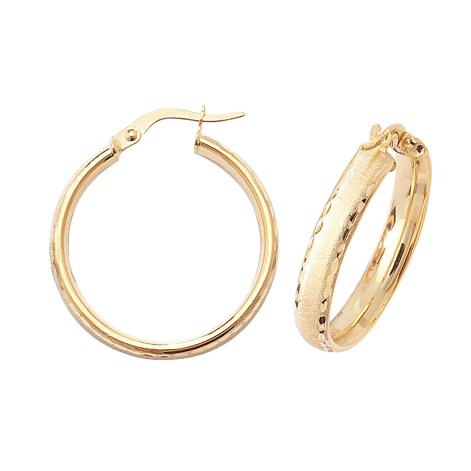 9CT YEL GOLD 20MM DC HOOP EARRINGS