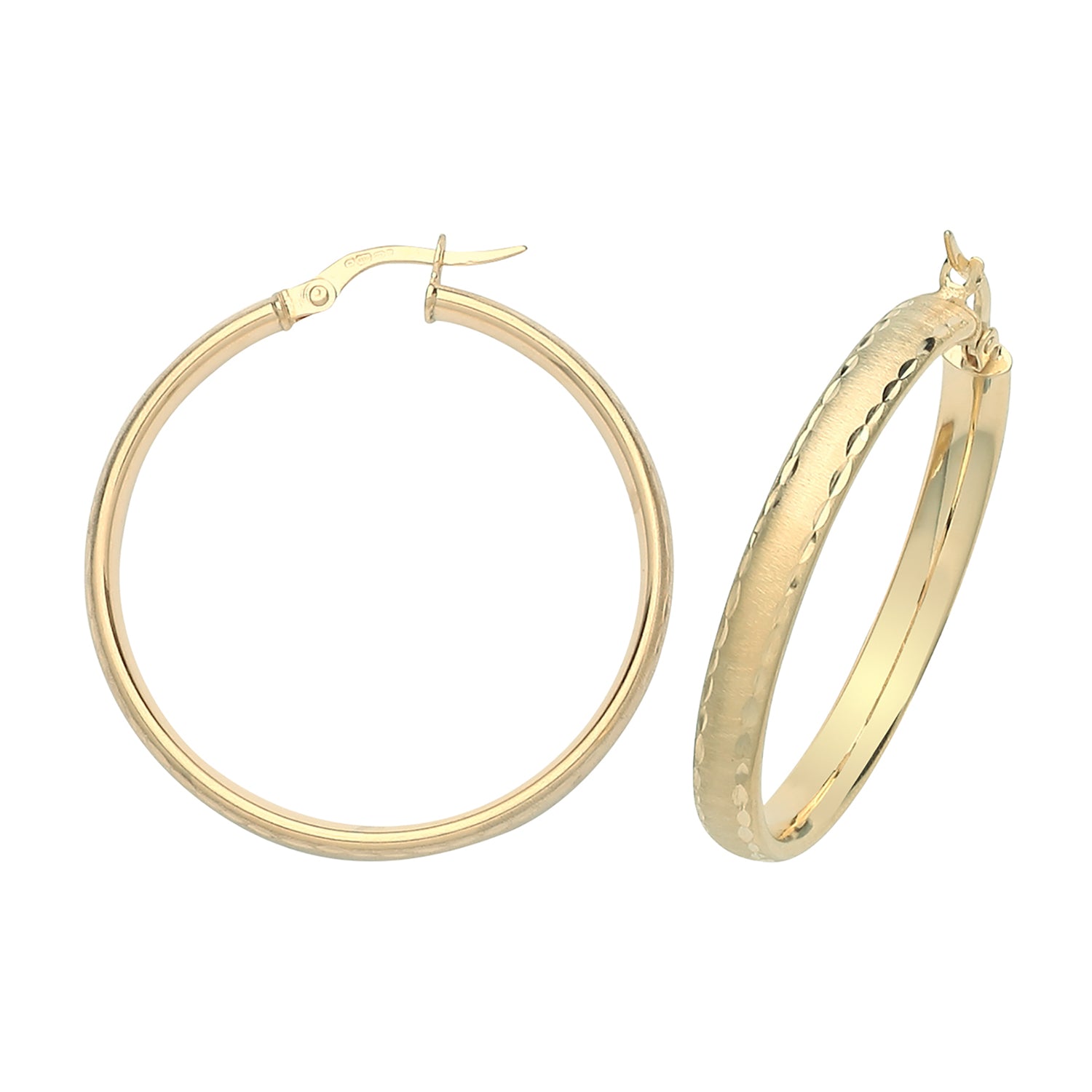 9CT YEL GOLD 30MM DC HOOP EARRINGS