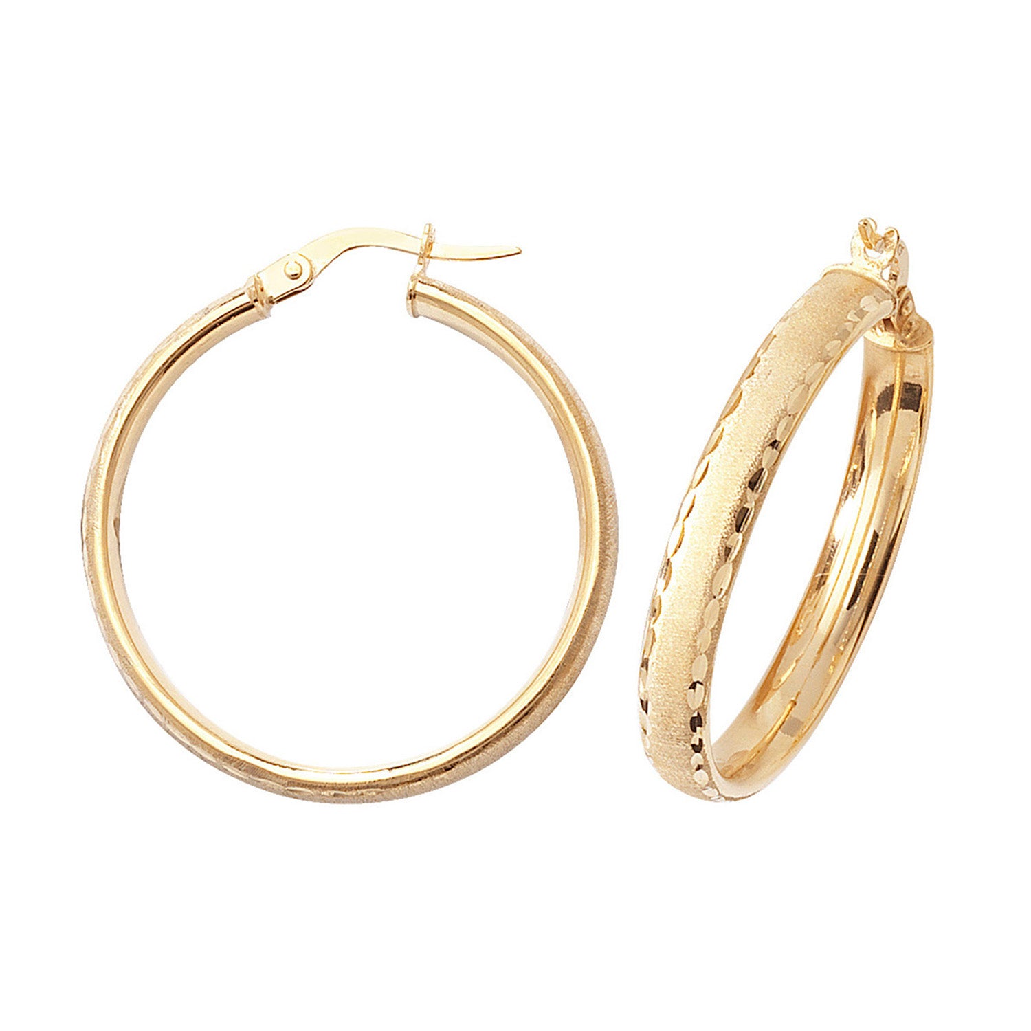 9CT YEL GOLD 25MM DC HOOP EARRINGS