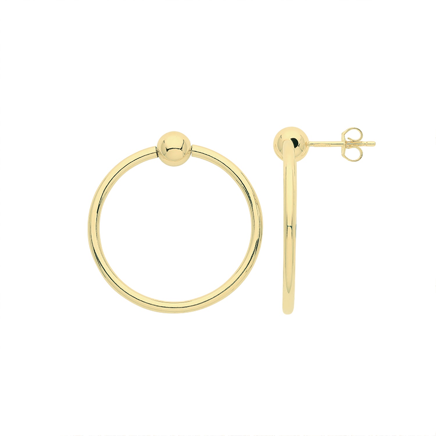 9CT YEL GOLD 25MM HOOP EARRINGS DROPS