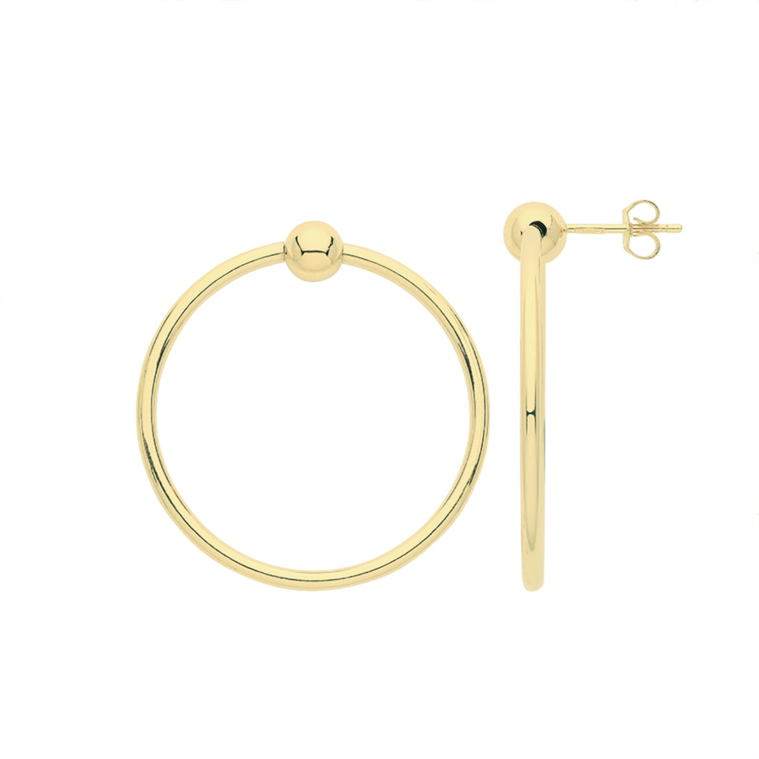 9CT YEL GOLD 25MM HOOP EARRINGS DROPS