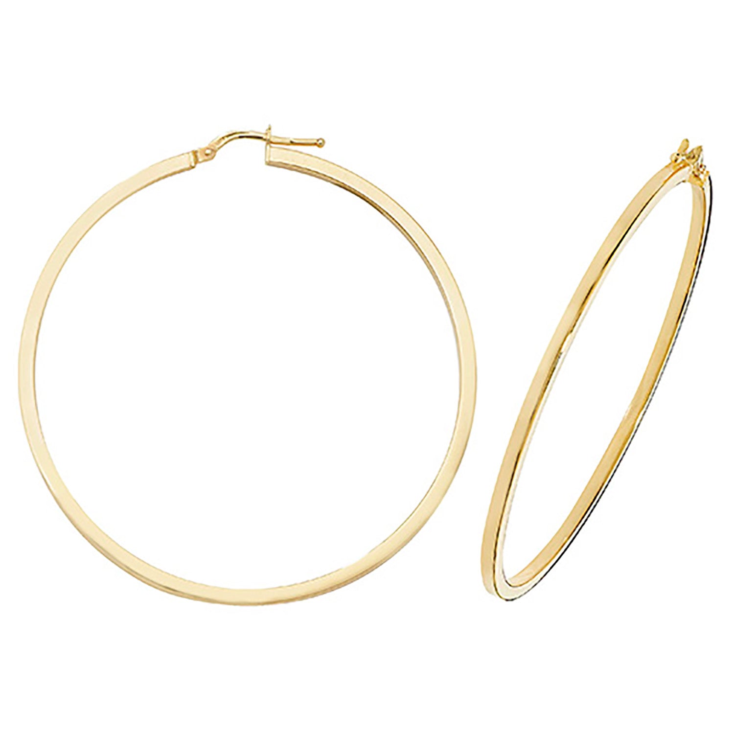 9CT YEL GOLD 50MM HOOP EARRINGS