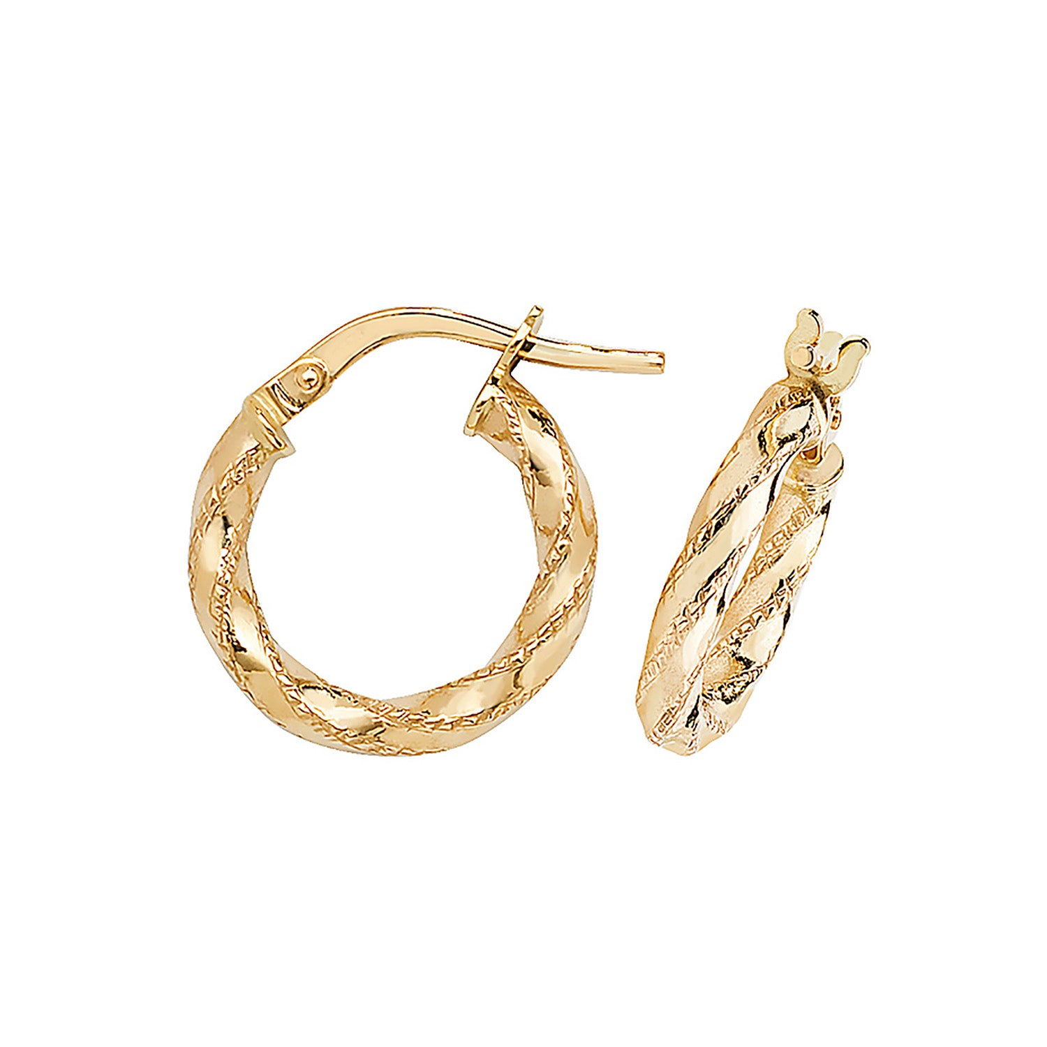 9CT YEL GOLD 08MM DC HOOP EARRINGS