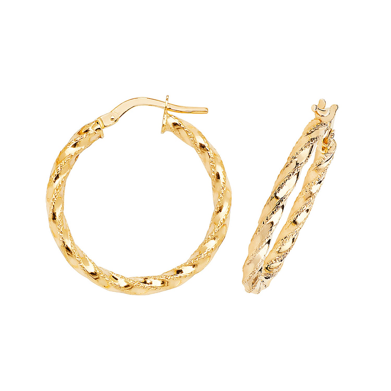 9CT YEL GOLD 20MM DC HOOP EARRINGS