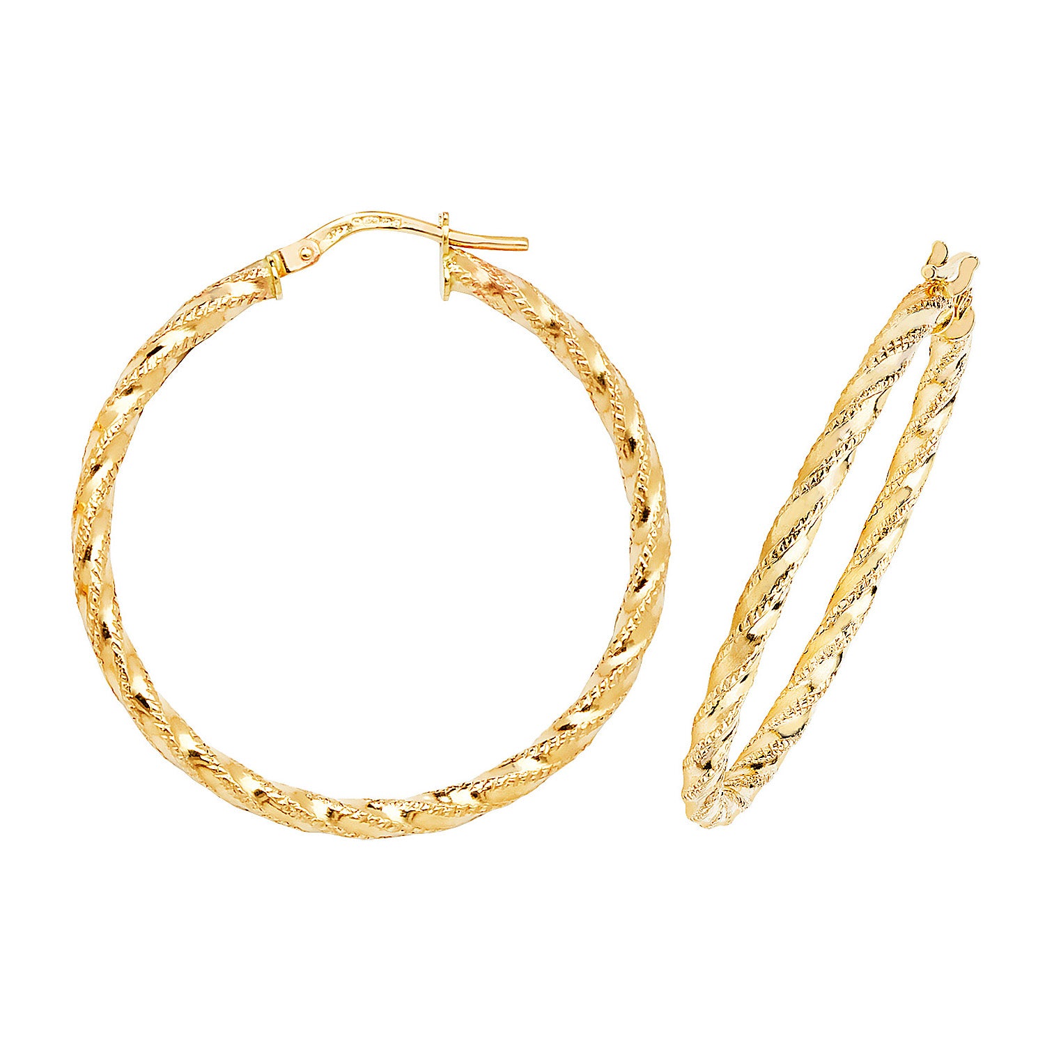 9CT YEL GOLD 30MM DC HOOP EARRINGS