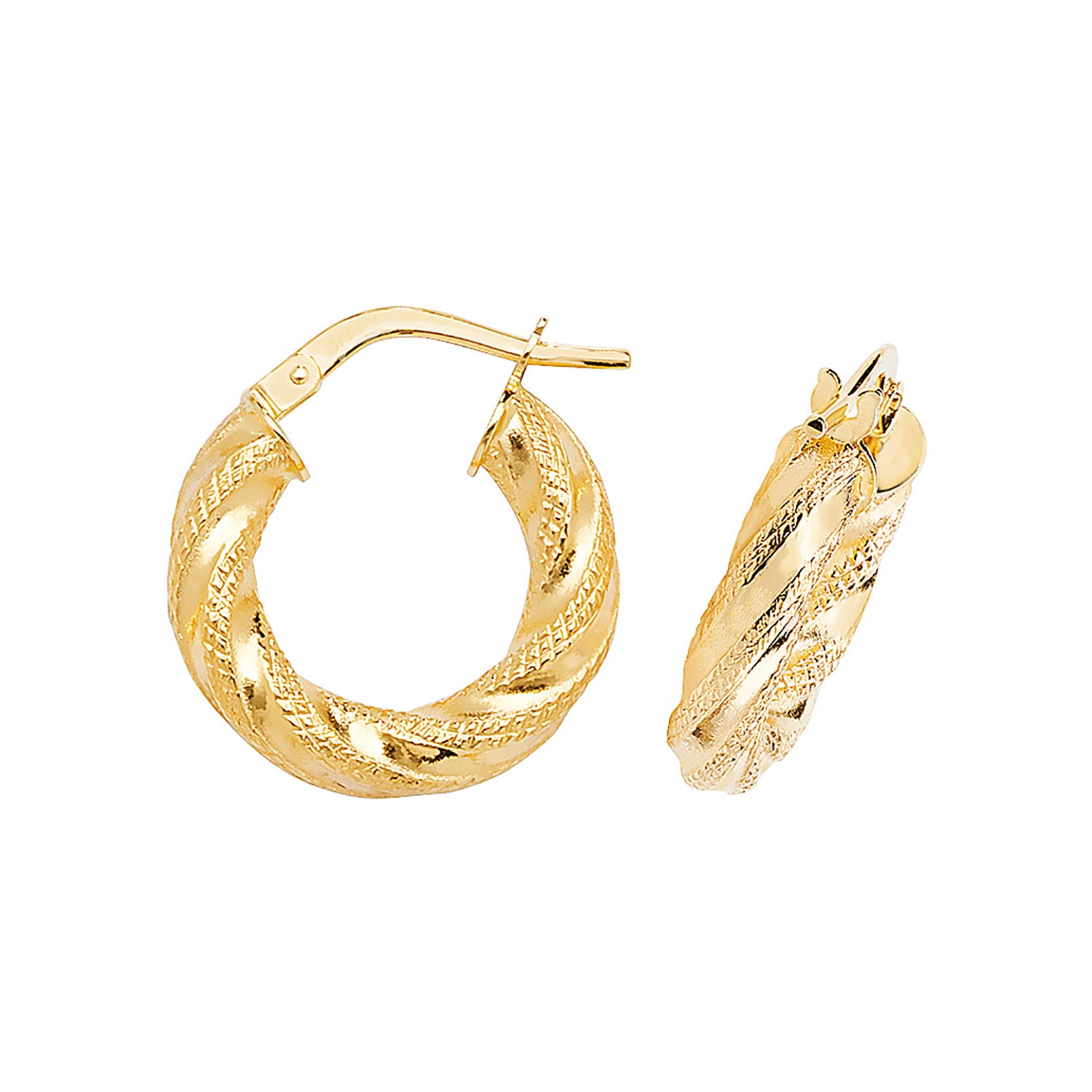 9CT YEL GOLD 10MM DC HOOP EARRINGS