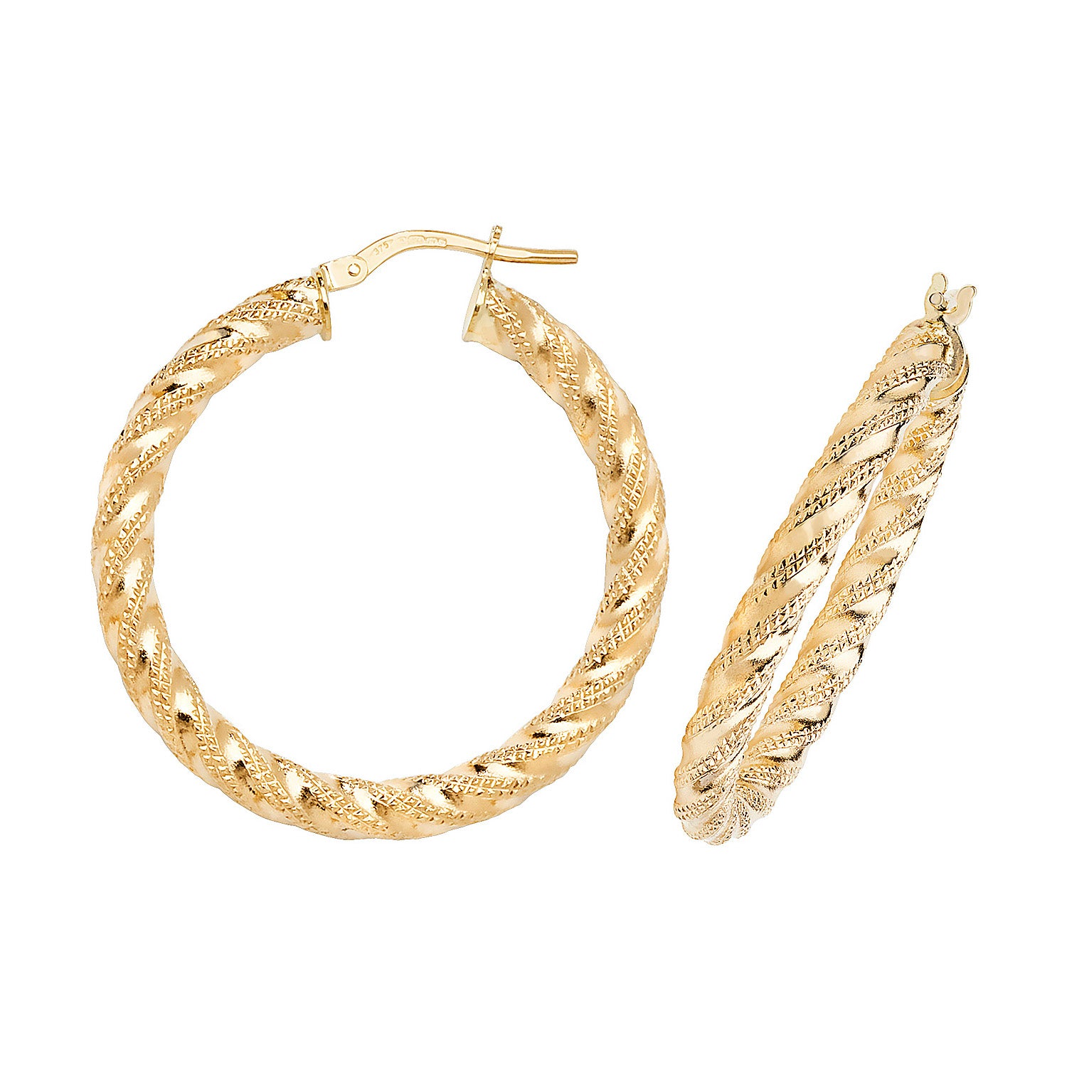 9CT YEL GOLD 25MM DC HOOP EARRINGS