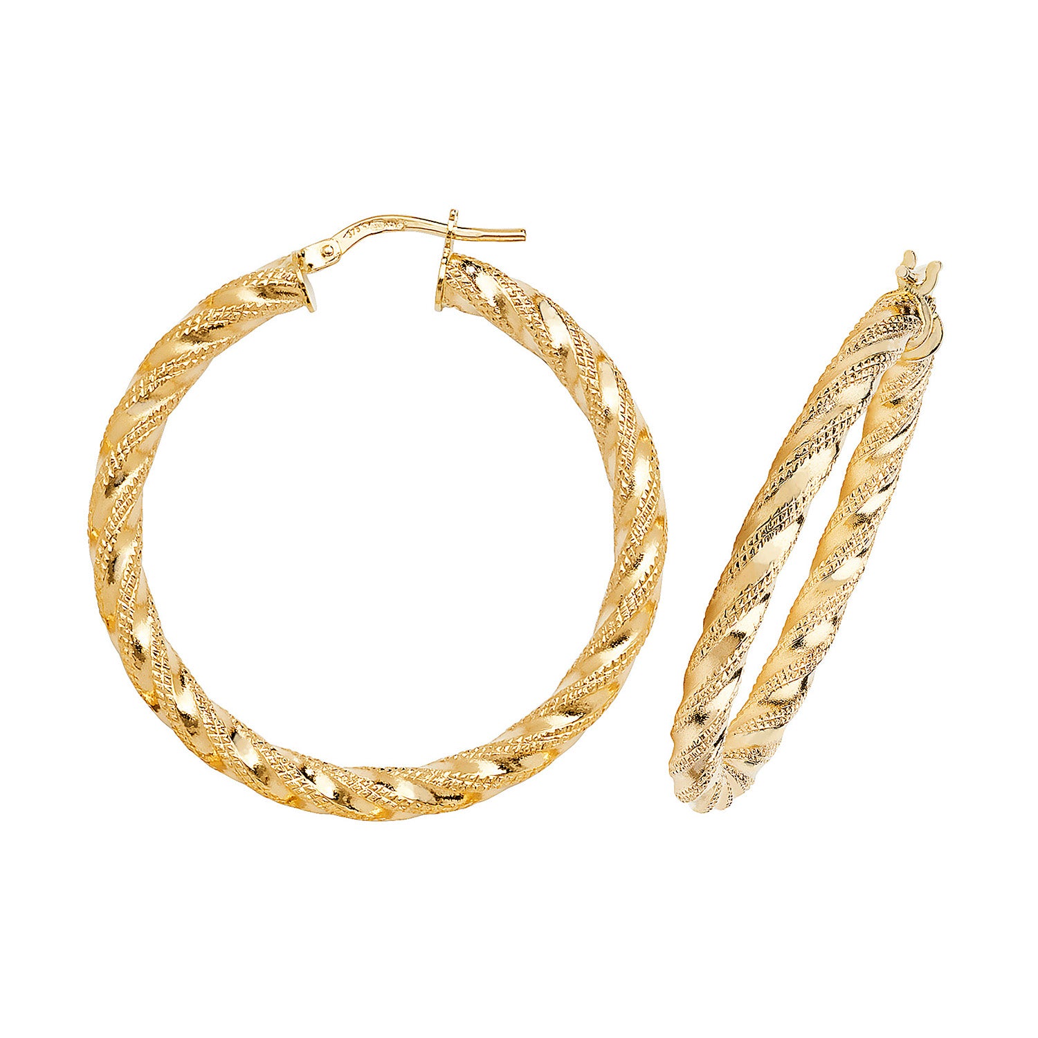 9CT YEL GOLD 30MM DC HOOP EARRINGS