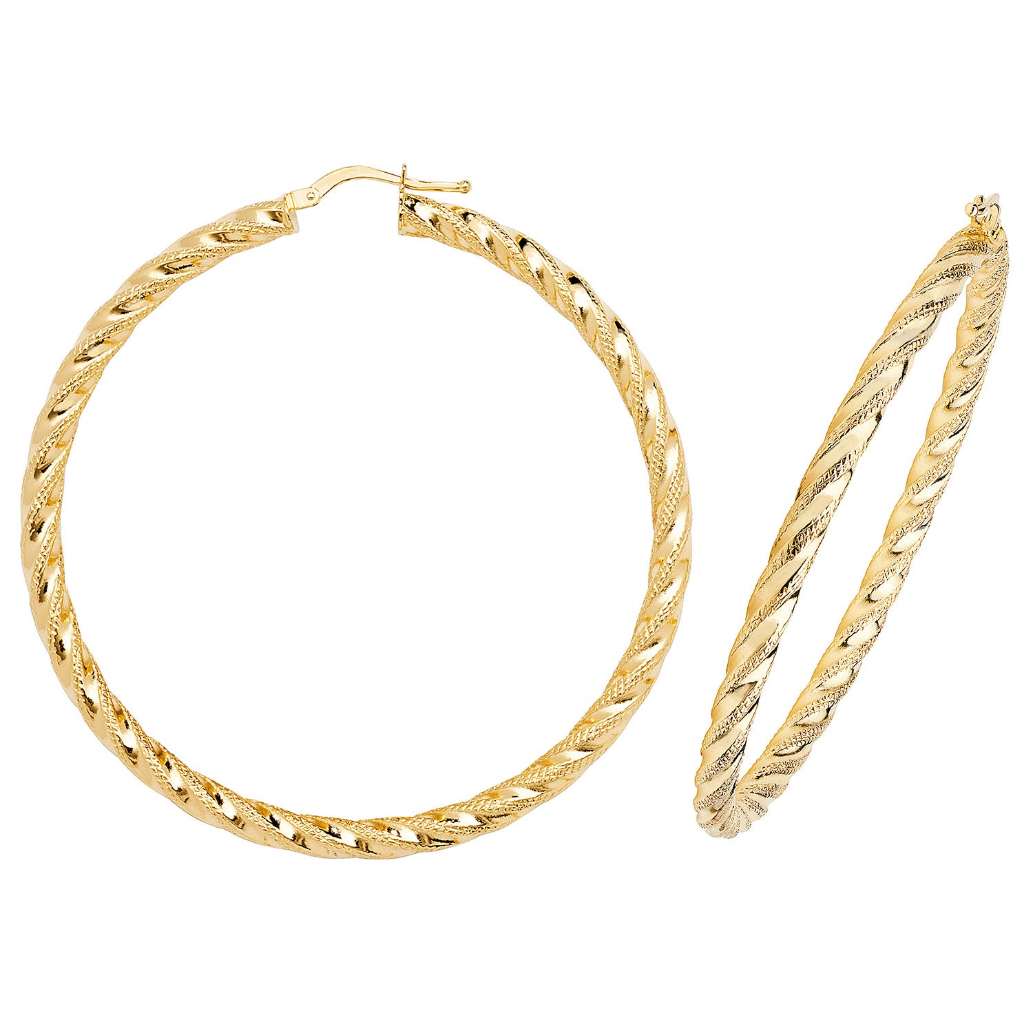 9CT YEL GOLD 50MM DC HOOP EARRINGS