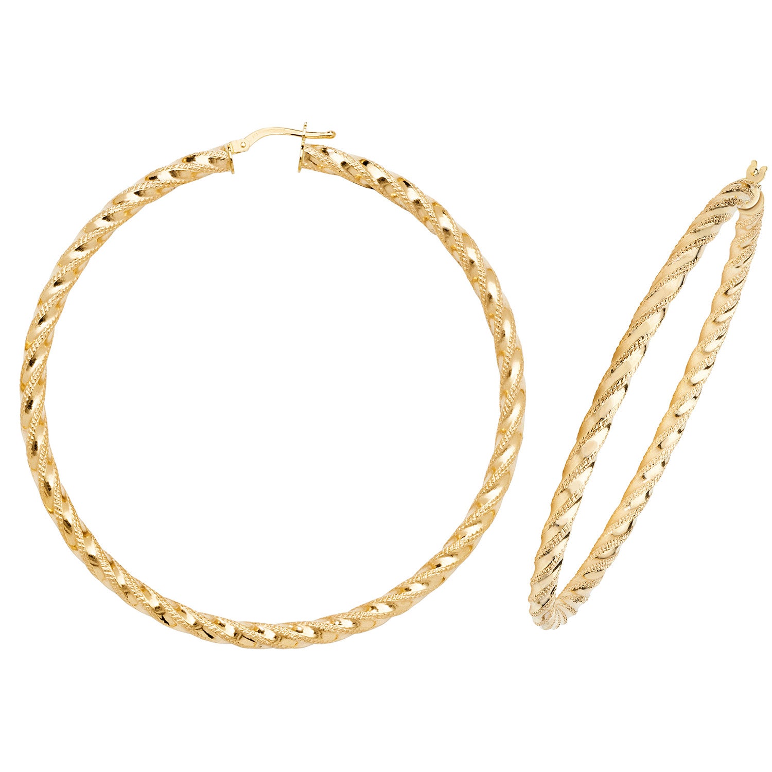 9CT YEL GOLD 60MM DC HOOP EARRINGS