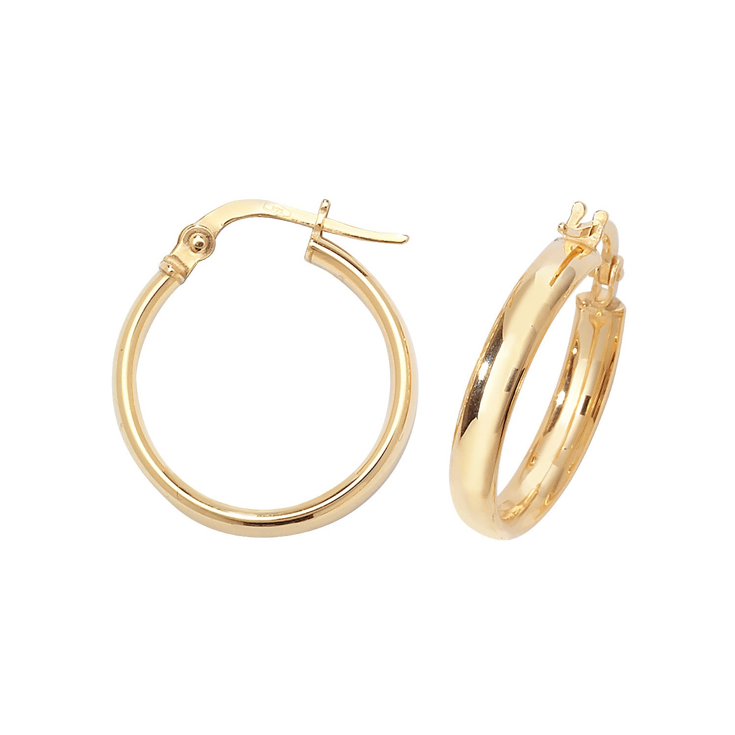 9CT YEL GOLD 15MM HOOP EARRINGS