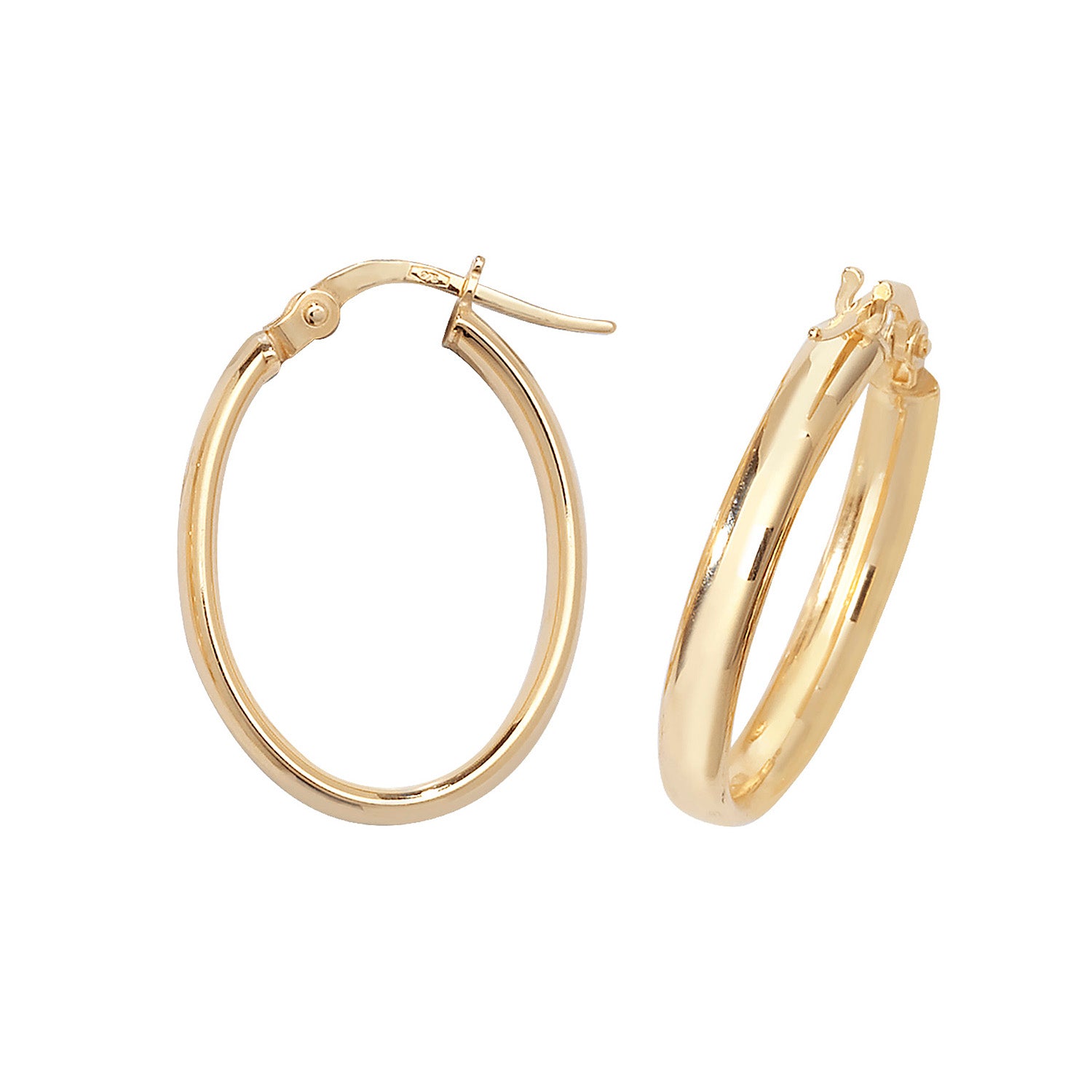 9CT YEL GOLD OVL HOOP EARRINGS