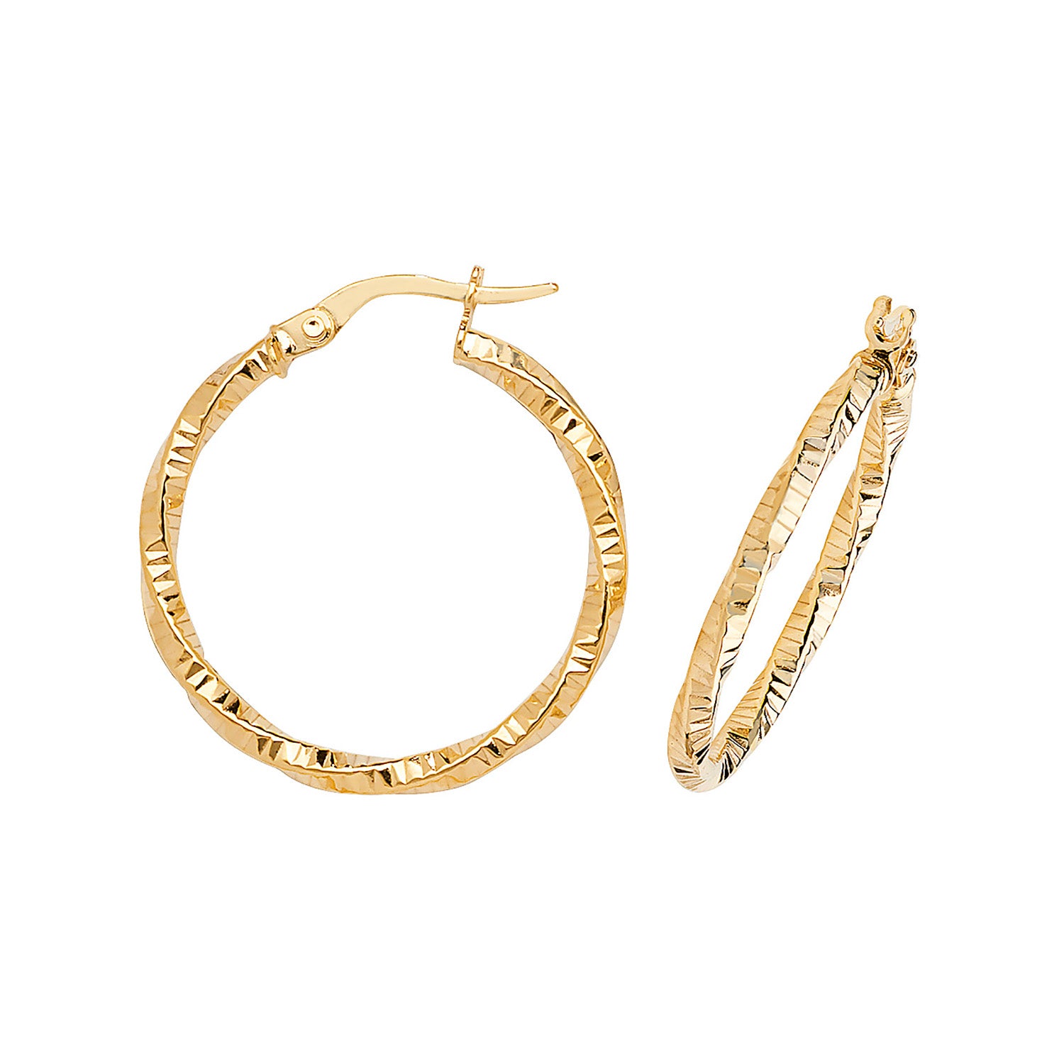 9CT YEL GOLD 20MM DC HOOP EARRINGS