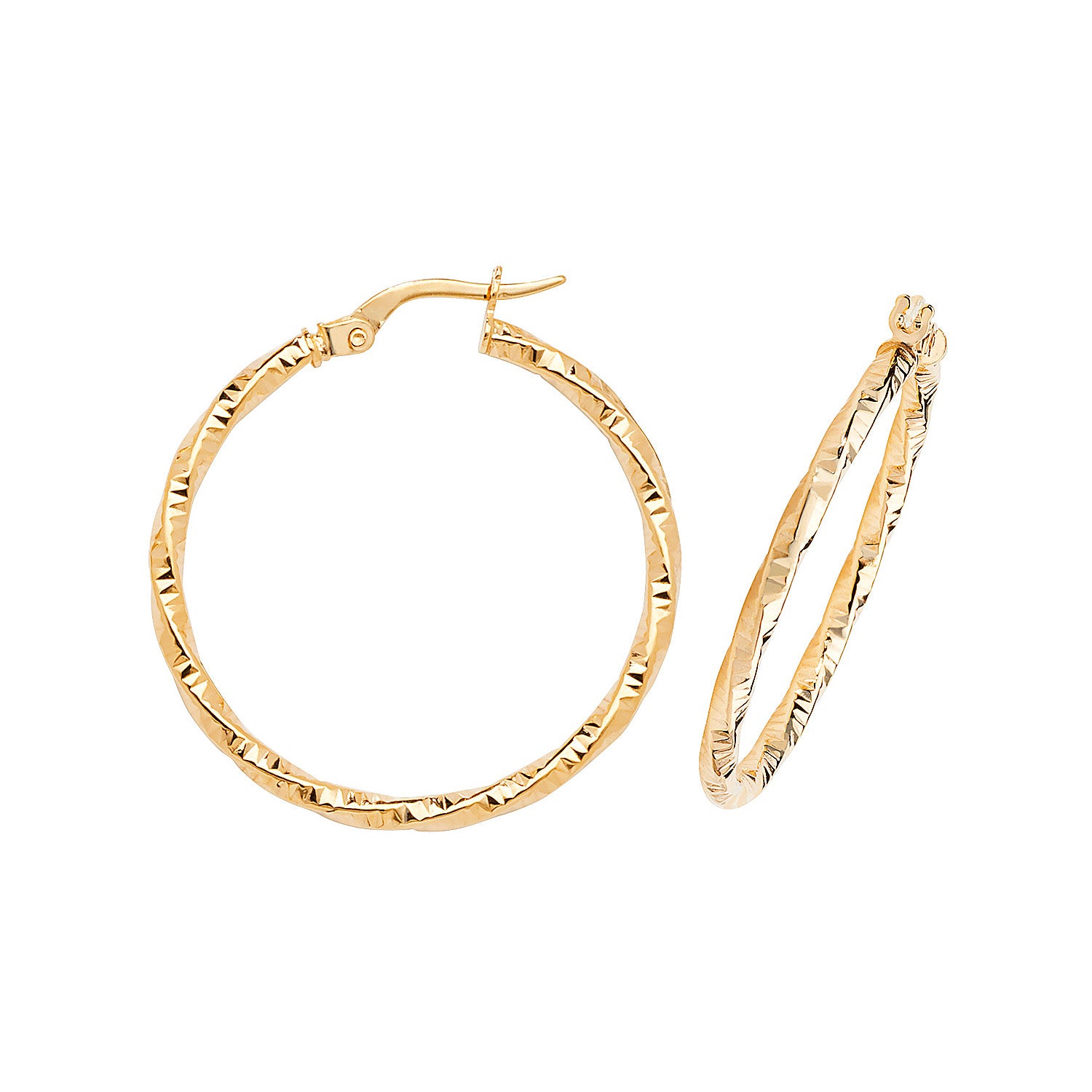 9CT YEL GOLD 25MM DC HOOP EARRINGS