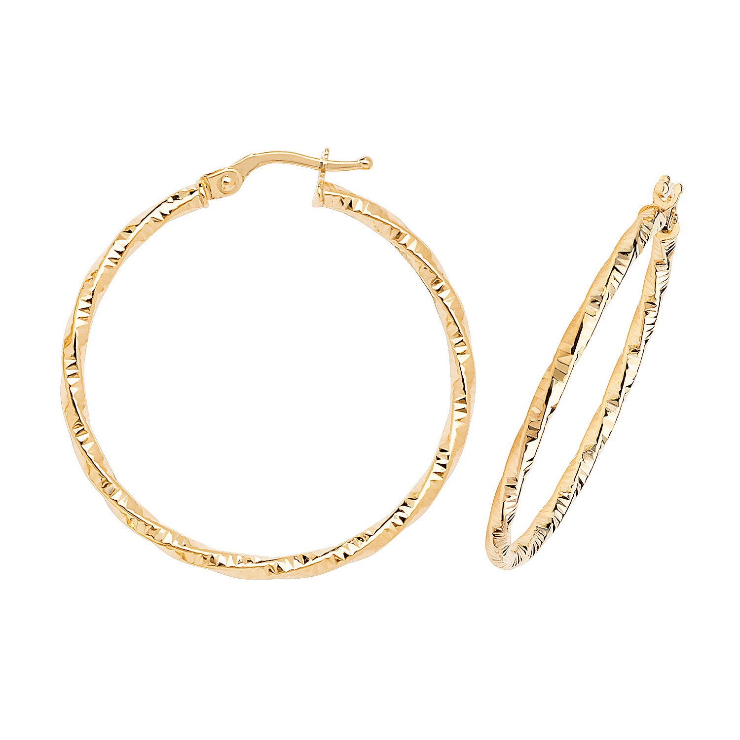 9CT YEL GOLD 30MM DC HOOP EARRINGS