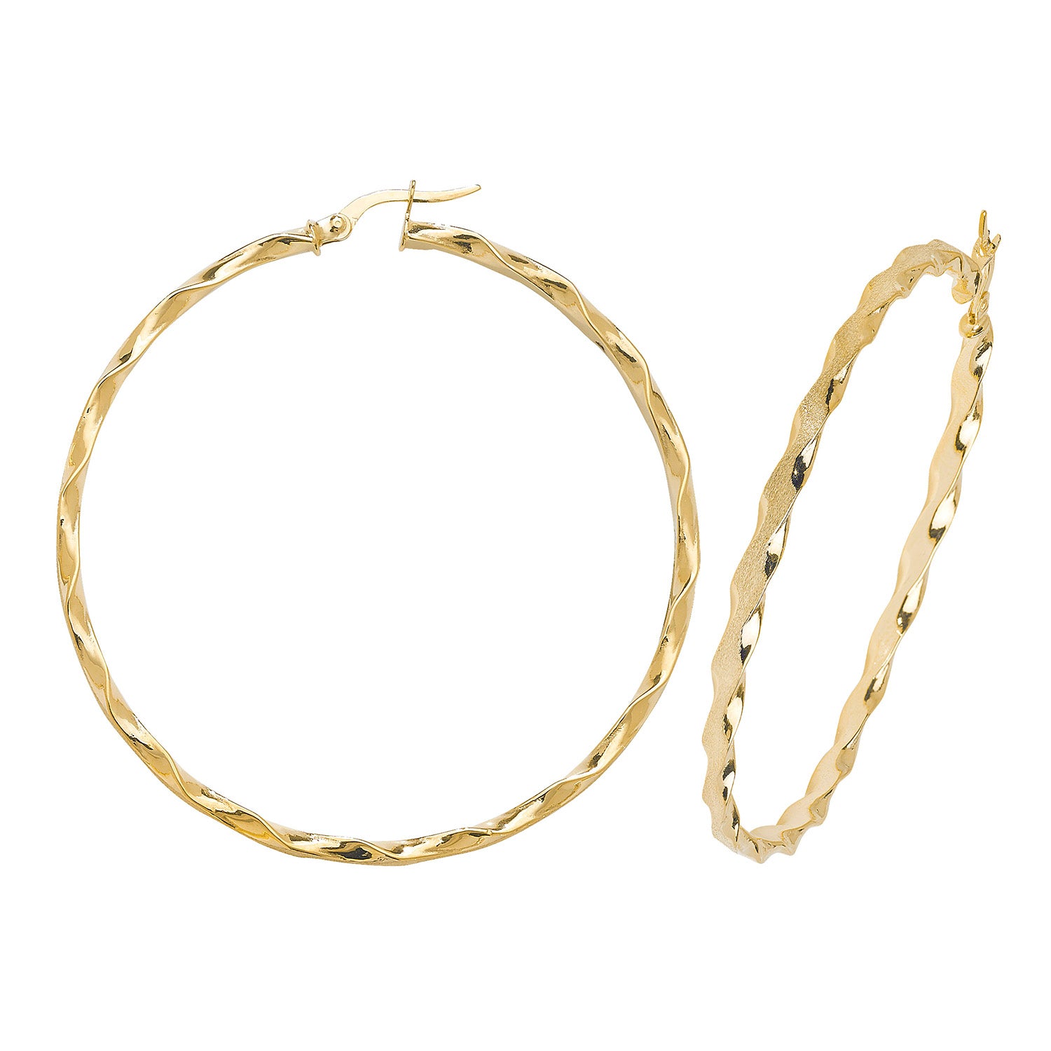 9CT YEL GOLD 50MM HOOP EARRINGS