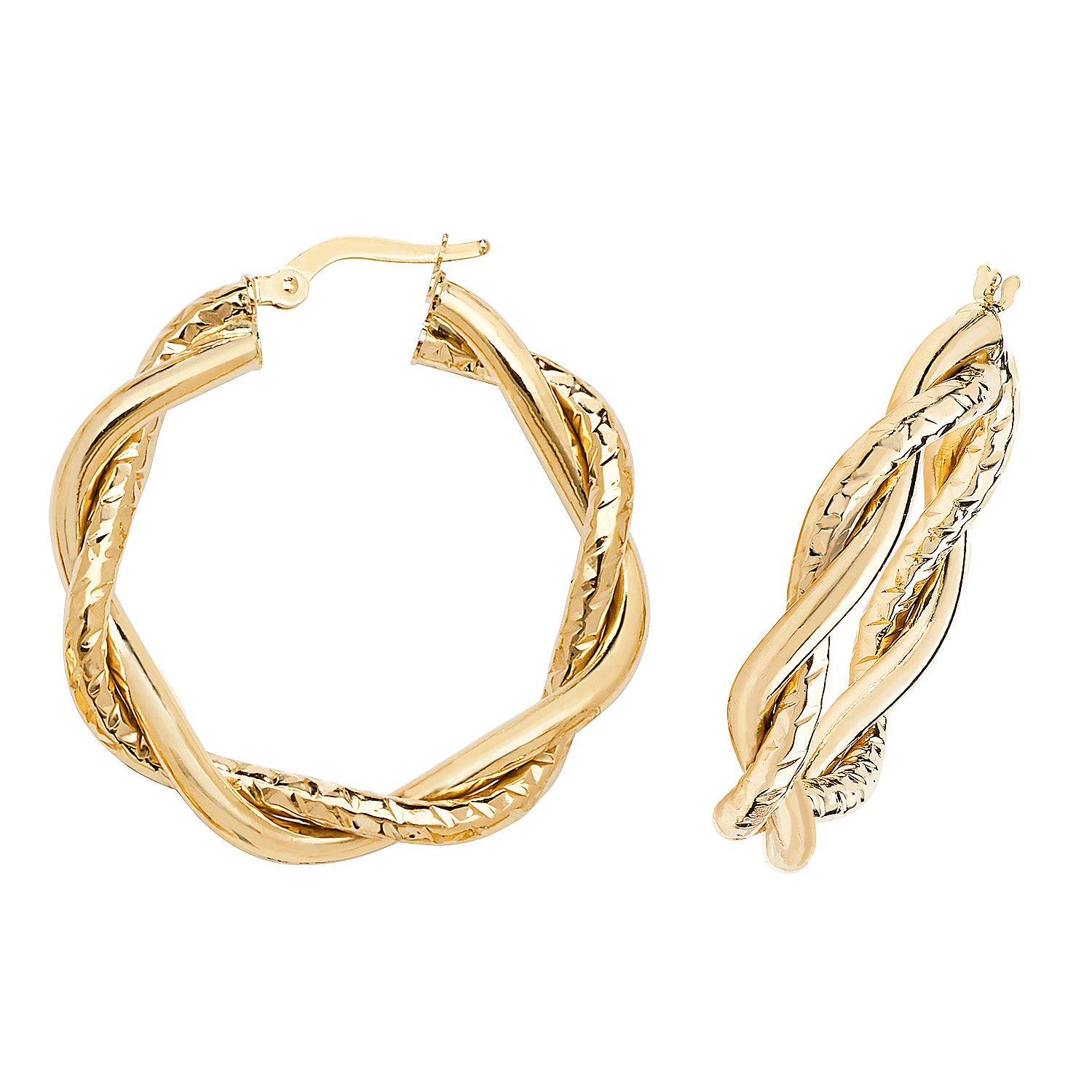 9CT YEL GOLD 25MM DC HOOP EARRINGS