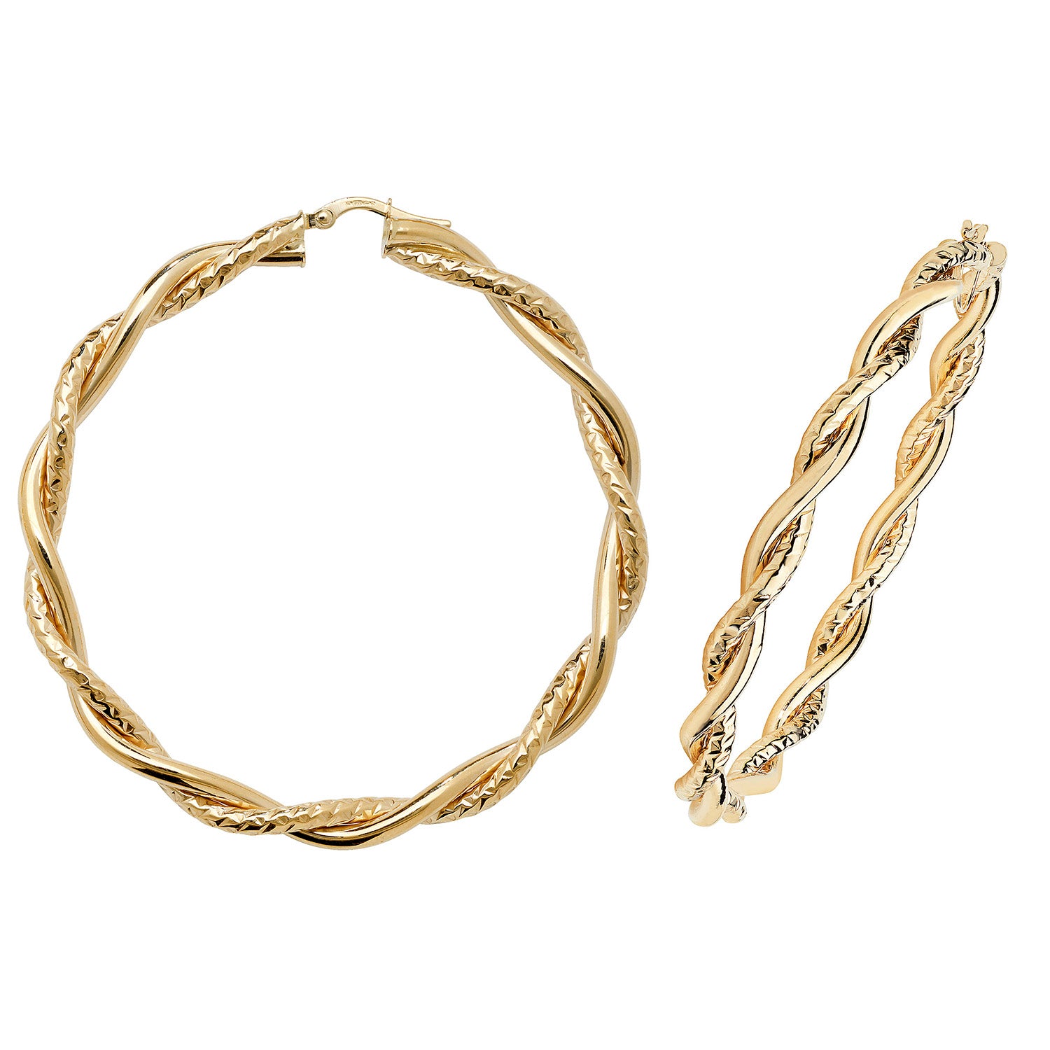 9CT YEL GOLD 50MM DC HOOP EARRINGS