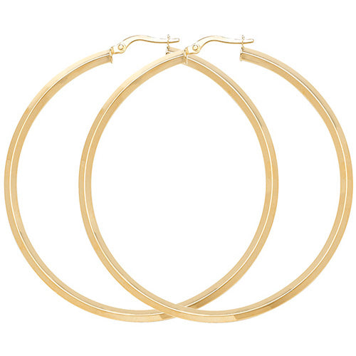 9CT YEL GOLD 50MM HOOP EARRINGS