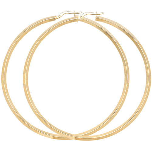 9CT YEL GOLD 60MM HOOP EARRINGS