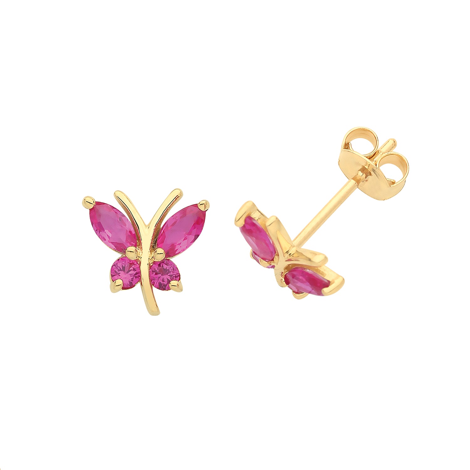 9CT YEL GOLD RU BUTTERFLY STUD EARRINGS