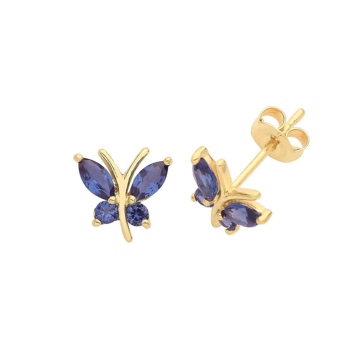 9CT YEL GOLD SA BUTTERFLY STUD EARRINGS