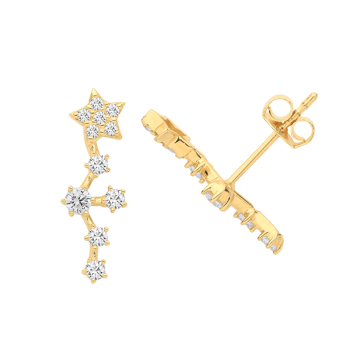 9CT YEL GOLD CZ CONSTELLATION STUD EARRINGS