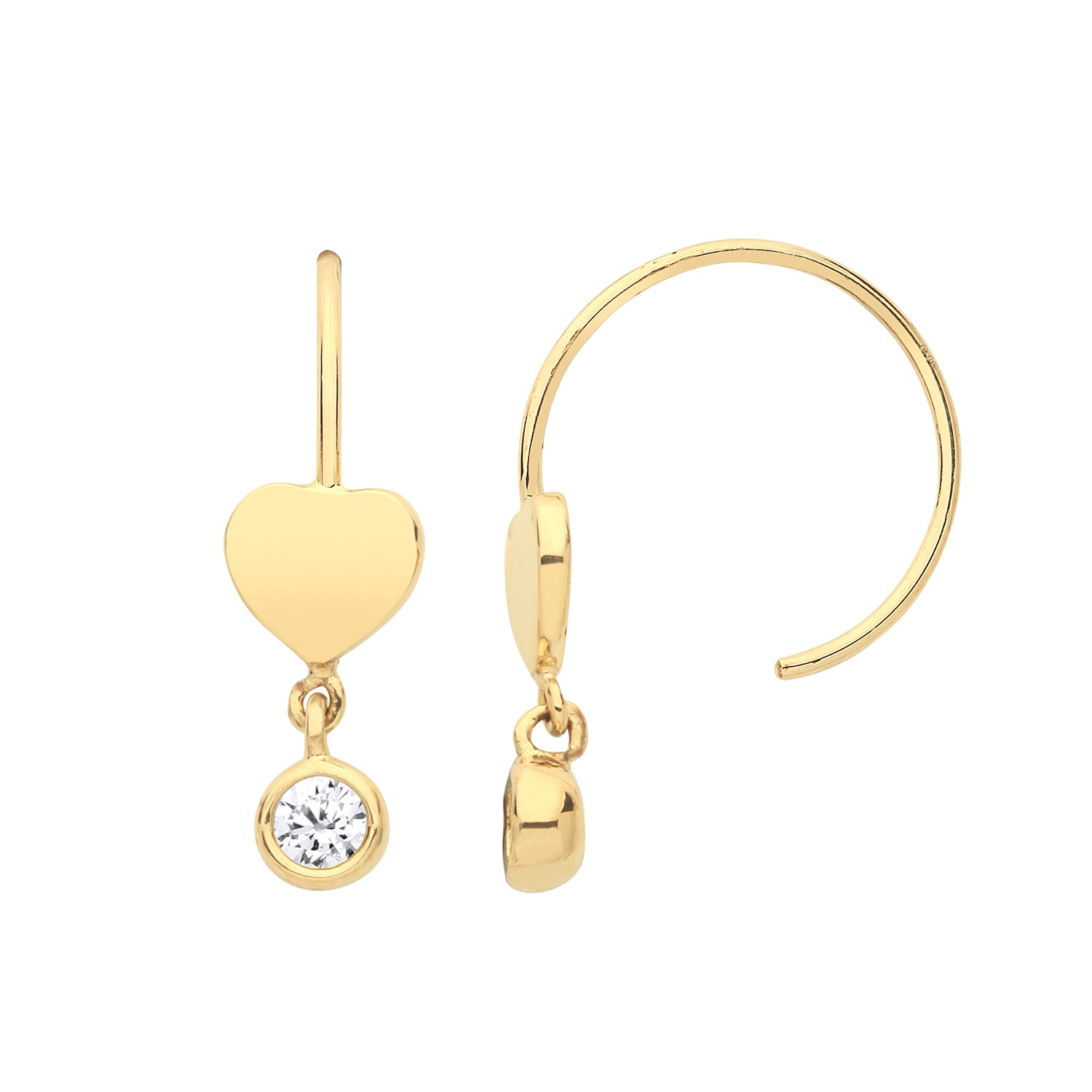 9CT YEL GOLD CZ WIND ON DROP EARRINGS